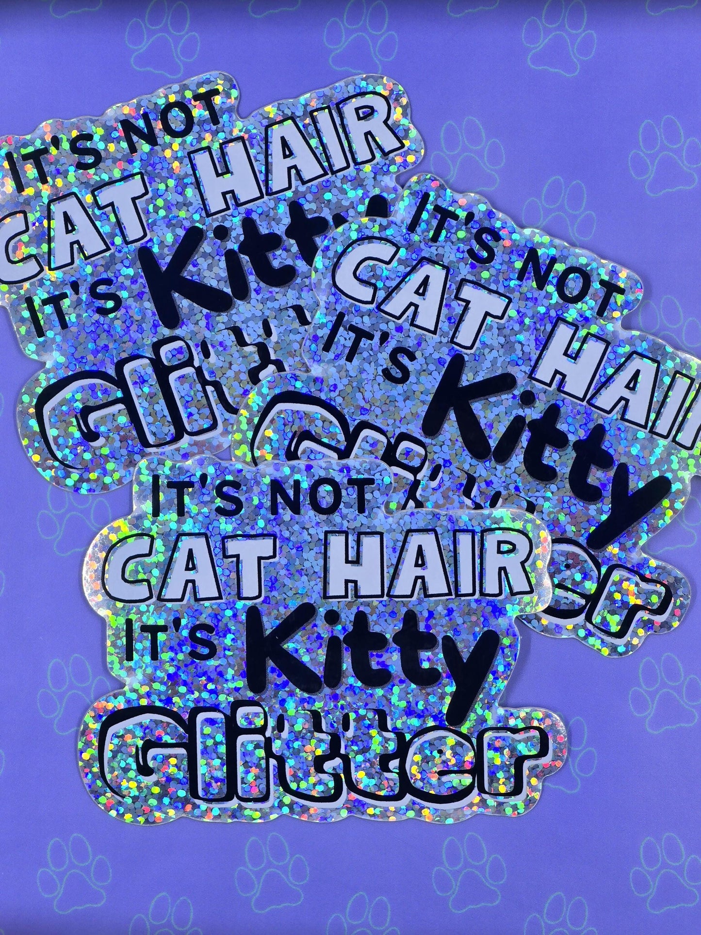 Cat-Cute-Glitter Kitty Glitter |Glitter Sticker| 3"x2.33"