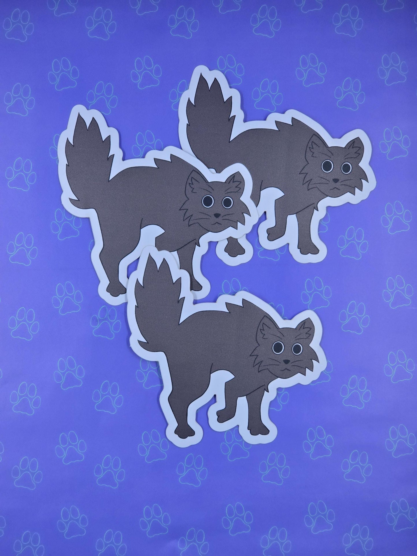 Cute-Matte Frightened Kitty - Arched Spooked Cat Sticker |Matte Sticker| 3"x2.9"