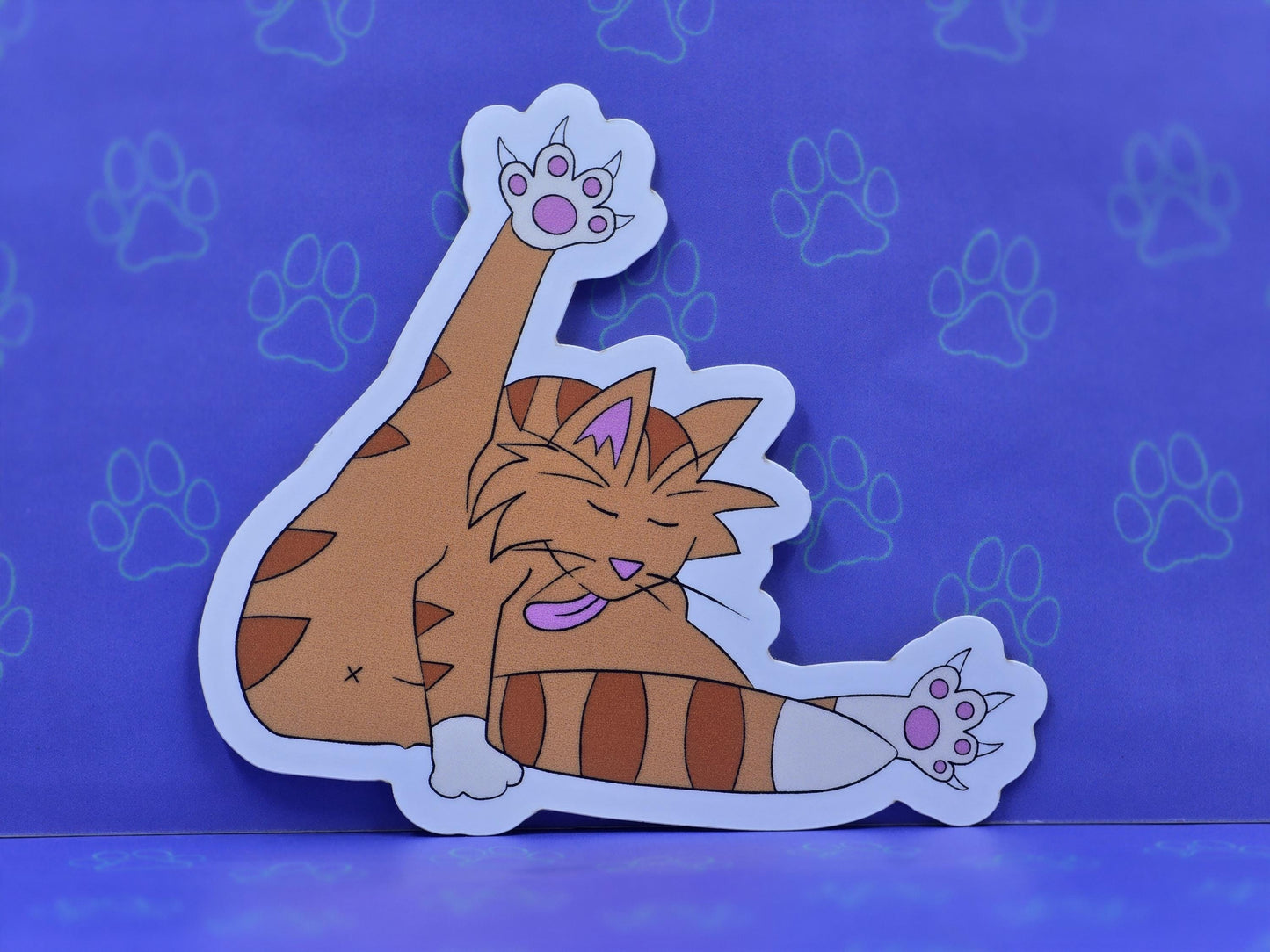 Cute-Matte Turkey Leg Kitty - Grooming Cat Sticker |Matte Sticker| 3"x2.7"