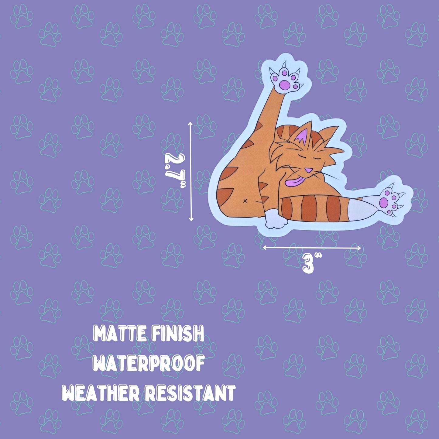 Cute-Matte Turkey Leg Kitty - Grooming Cat Sticker |Matte Sticker| 3"x2.7"