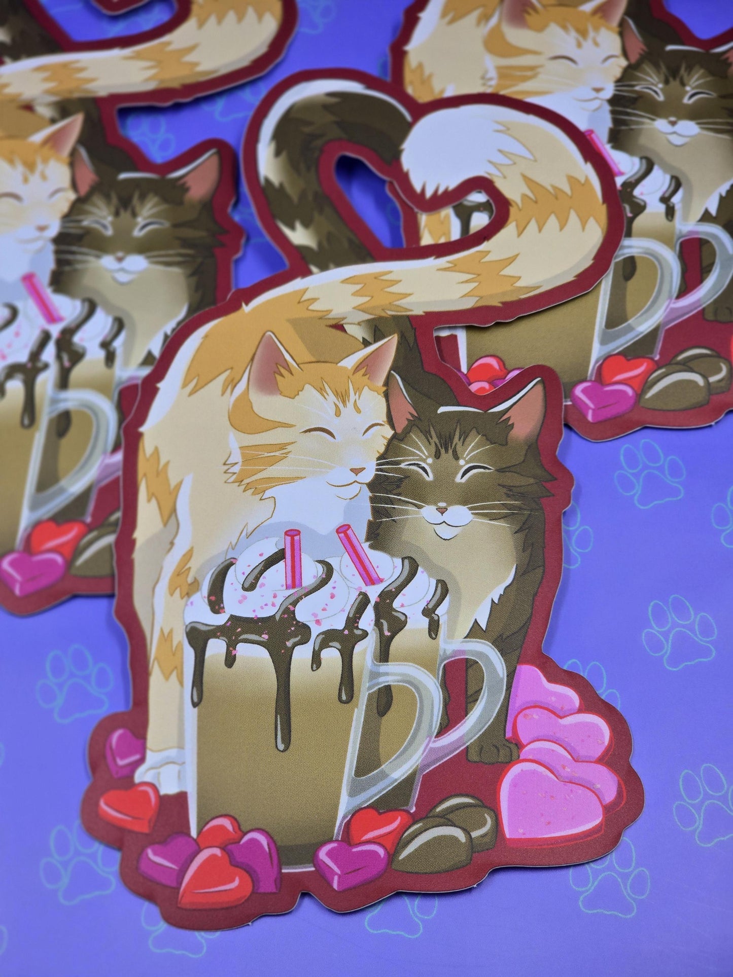 Cat-Cute-Matte Purrfect Pair Cat Sticker |Matte Sticker| 6"x3.25"