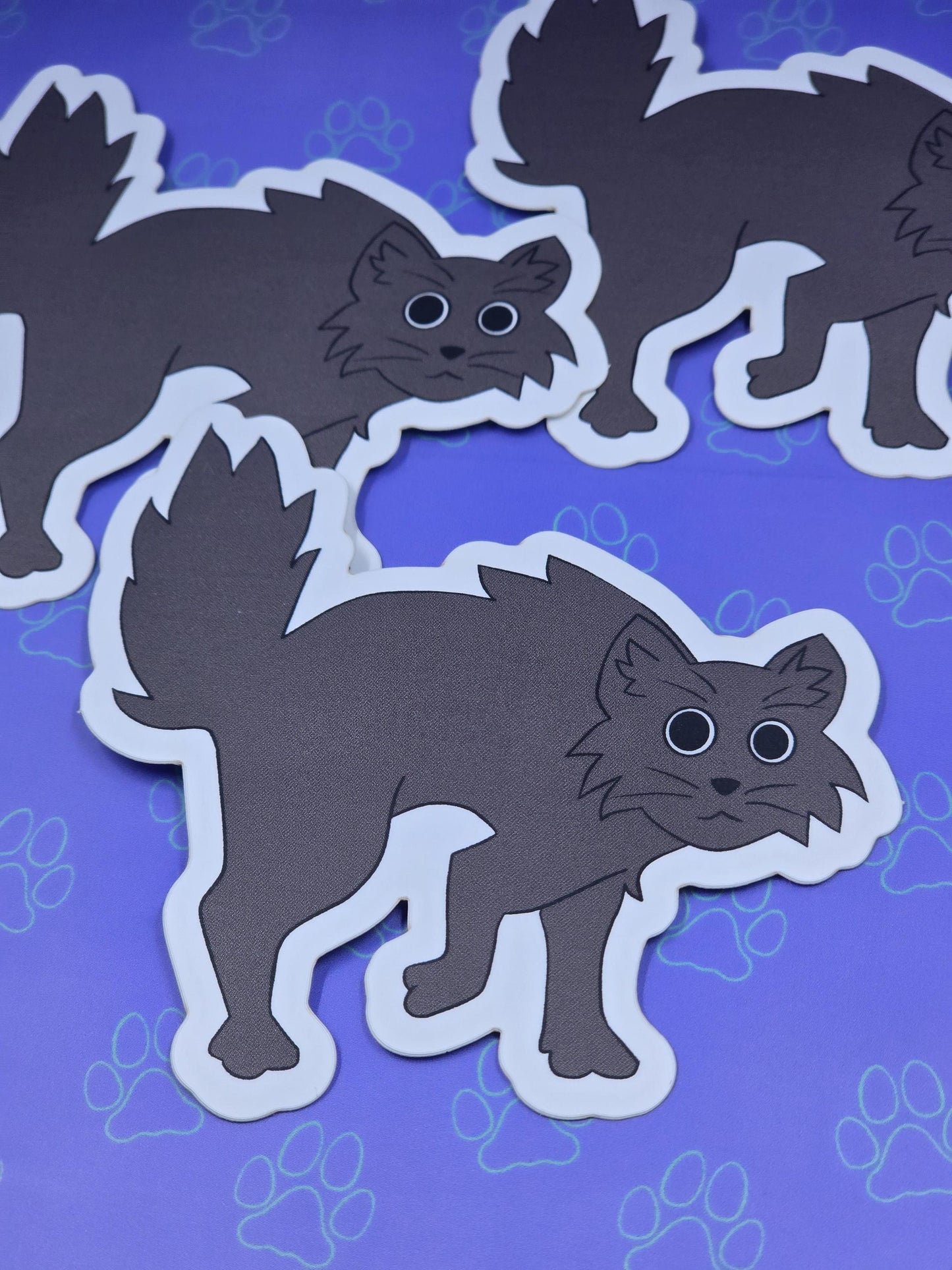 Cute-Matte Frightened Kitty - Arched Spooked Cat Sticker |Matte Sticker| 3"x2.9"