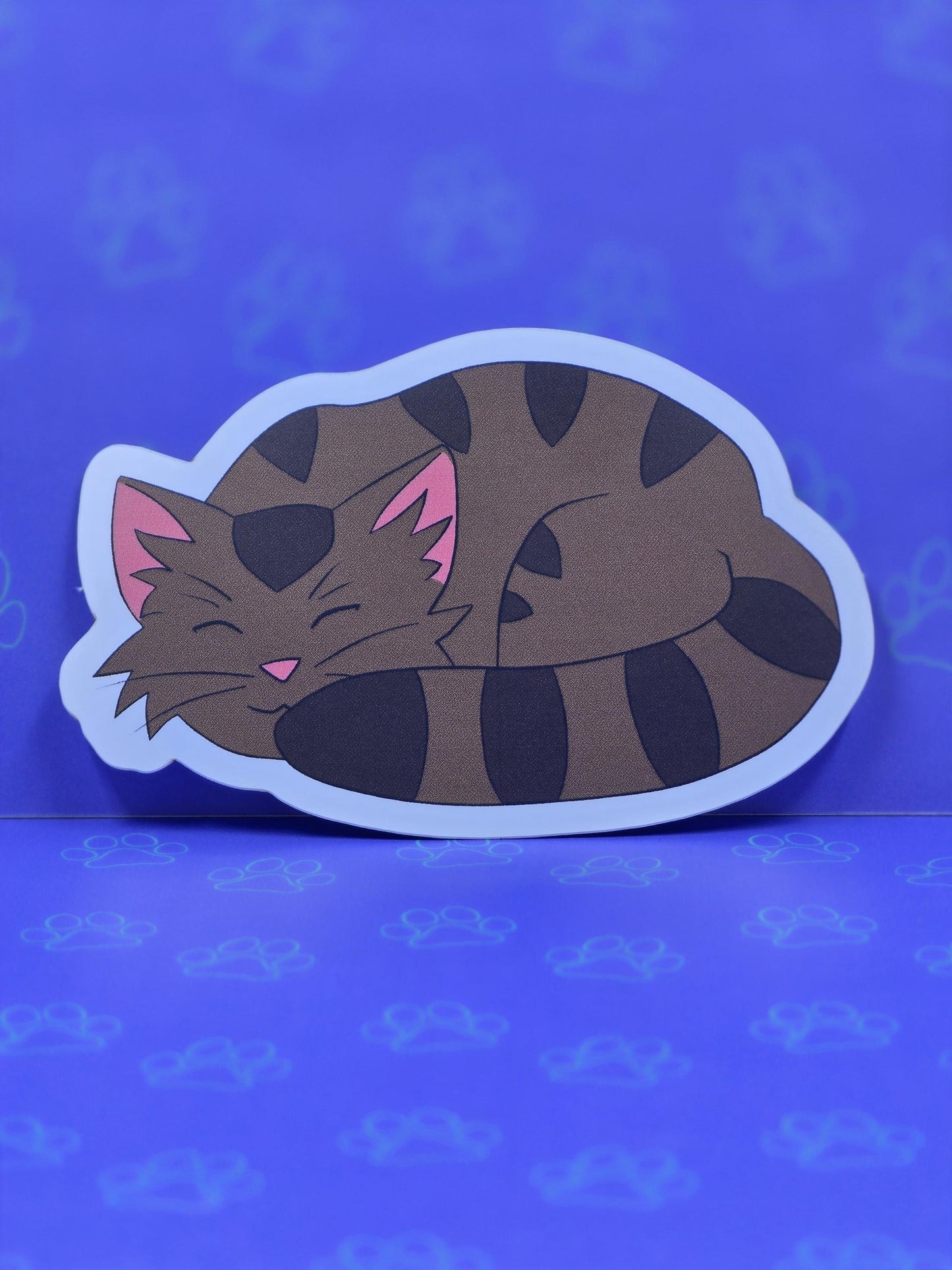 Cute-Matte Eepy Kitty - Sleeping Cat Sticker |Matte Sticker| 3"x1.93"