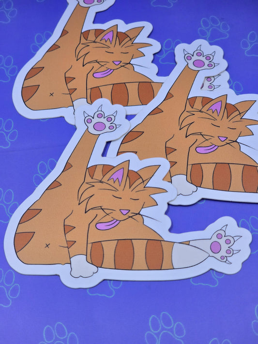 Cute-Matte Turkey Leg Kitty - Grooming Cat Sticker |Matte Sticker| 3"x2.7"