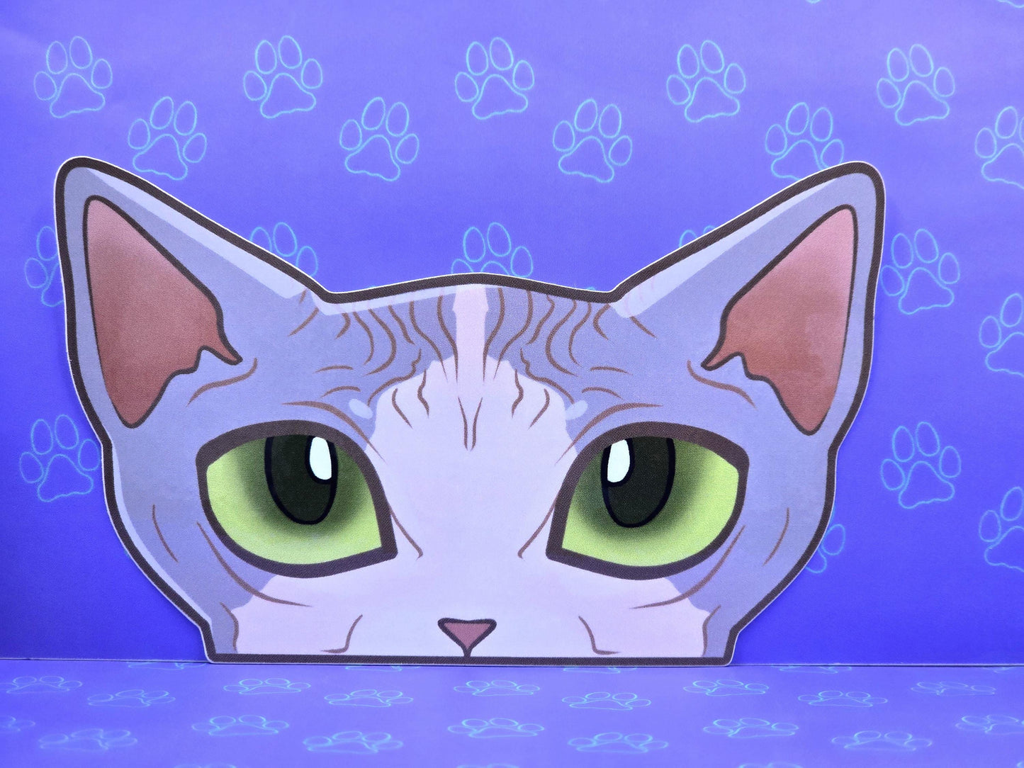 Cat-Window-Peeker Sphynx Cat Peeking Sticker |Cat Face| 4.65"x2.84"