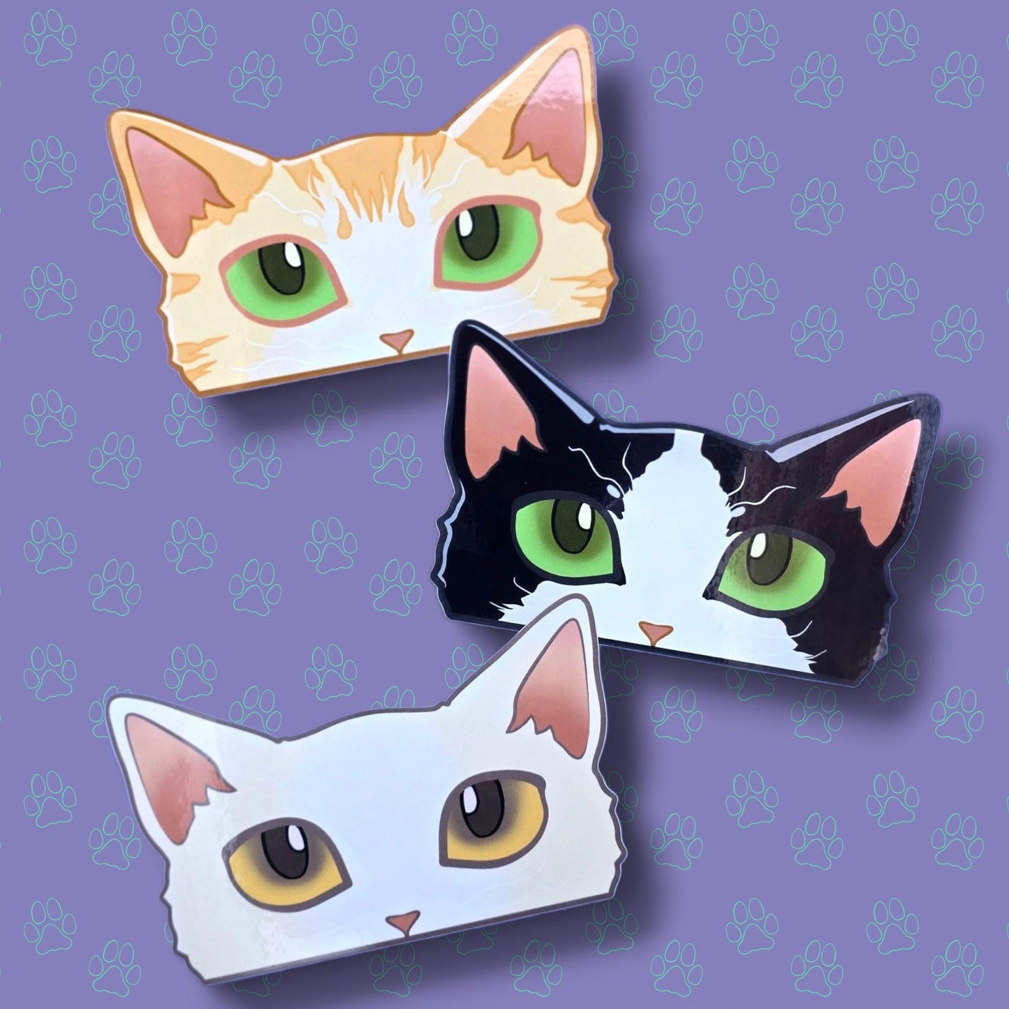 Cat-Window-Peeker Rex Cat Peeking Sticker |Cat Face| 4.65"x2.84"