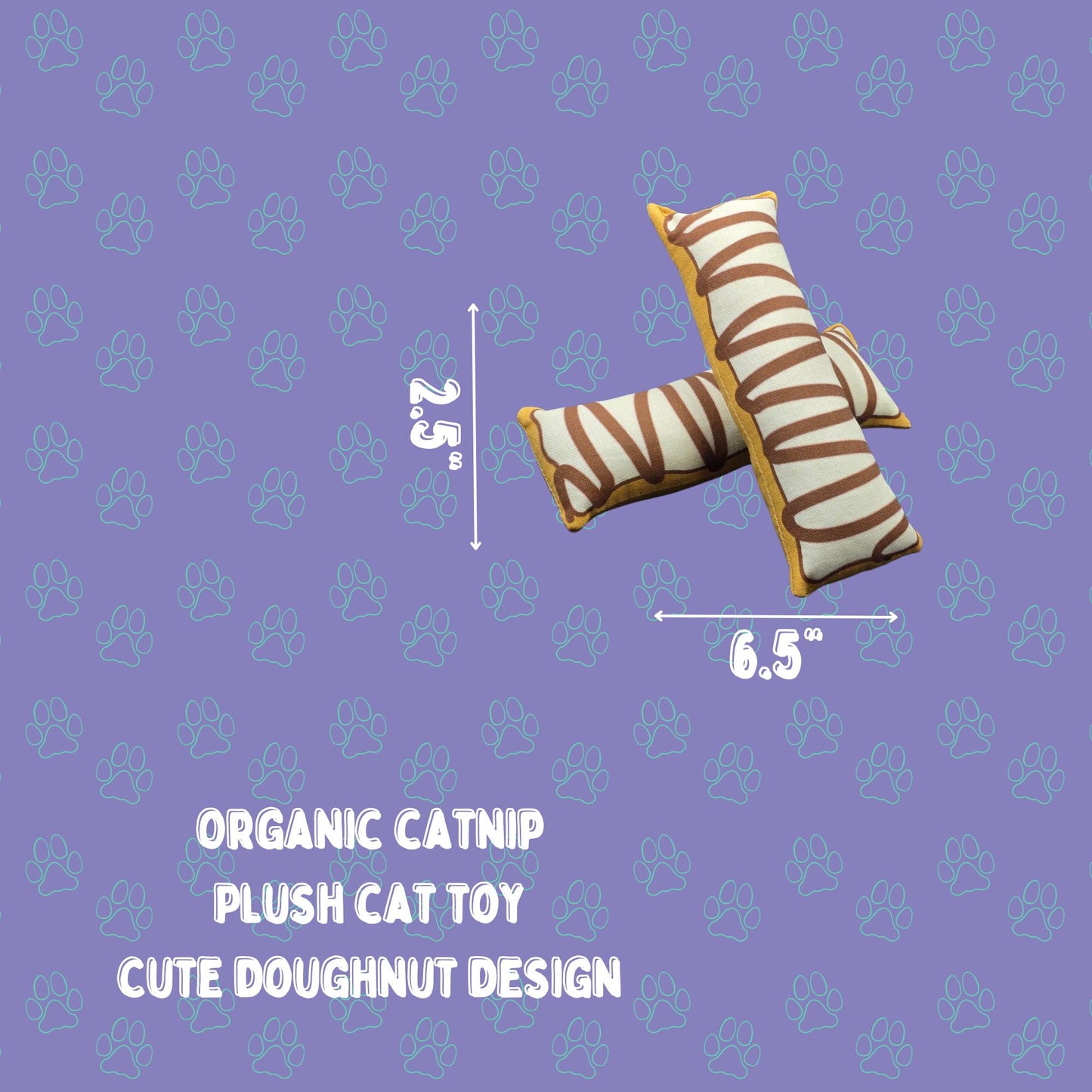 Catnip Filled Kick Stick - 1 Long John Doughnut Cat Toy 2.5" x 6.5"