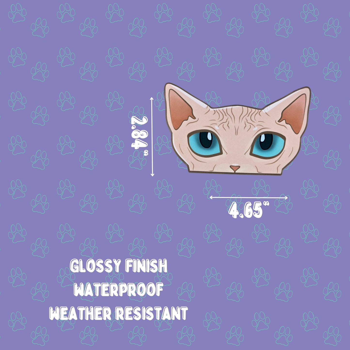 Cat-Window-Peeker Sphynx Cat Peeking Sticker |Cat Face| 4.65"x2.84"