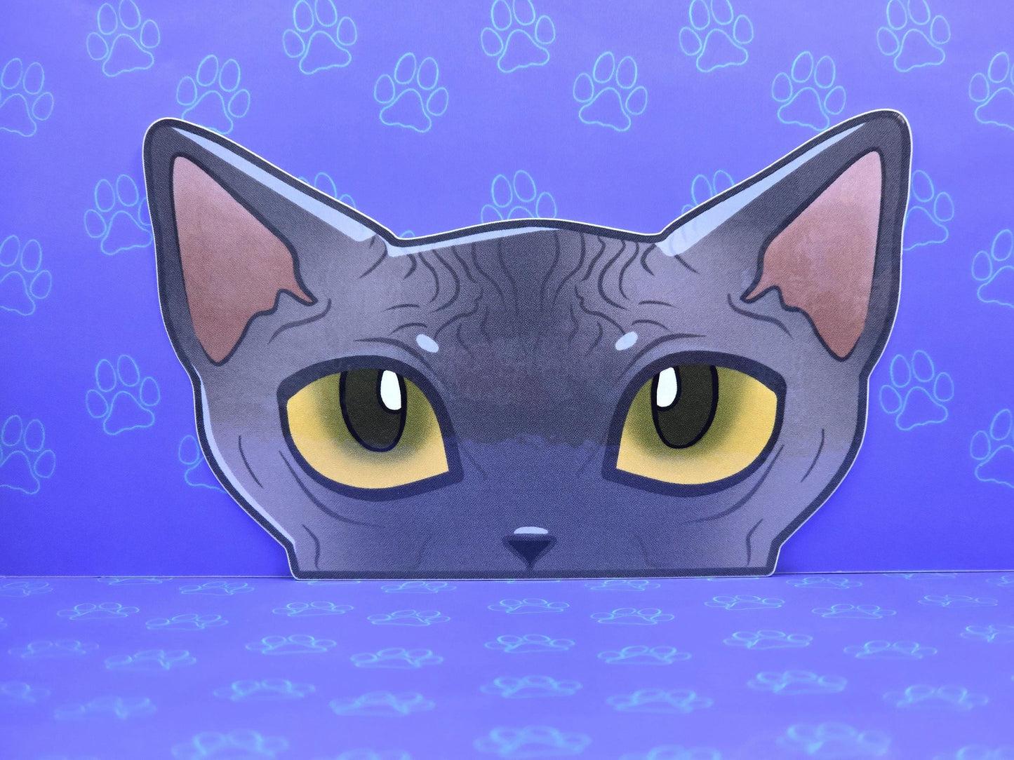 Cat-Window-Peeker Sphynx Cat Peeking Sticker |Cat Face| 4.65"x2.84"