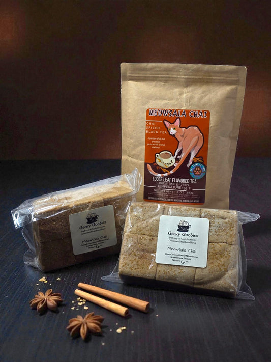 Meowsala Chai Marshmallows - 6 Pack Masala Chai Tea Marshmallow - Gourmet Tea Infused Marshmallows