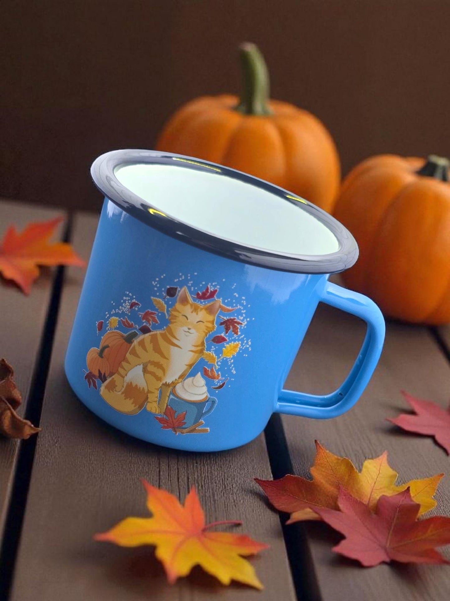 Cat-Mug-Enamel | Pawmpkin Spice | Campfire Mug 12 oz.