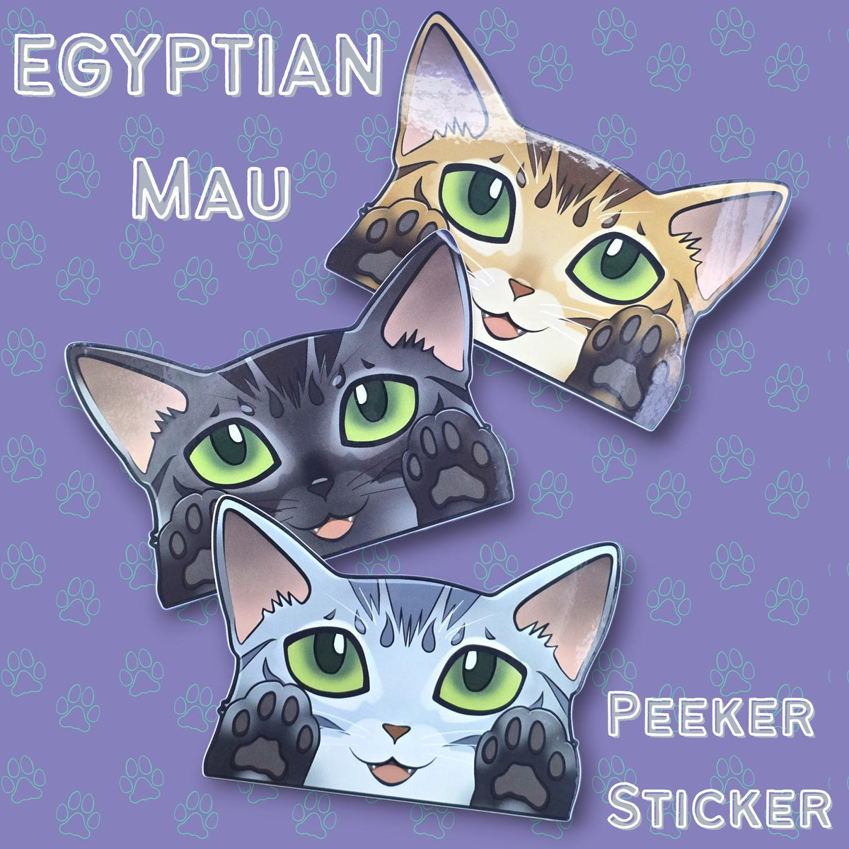 Cat-Window-Peeker Egyptian Mau Cat Peeking Sticker |Cat Face| 5.02"x3.5"