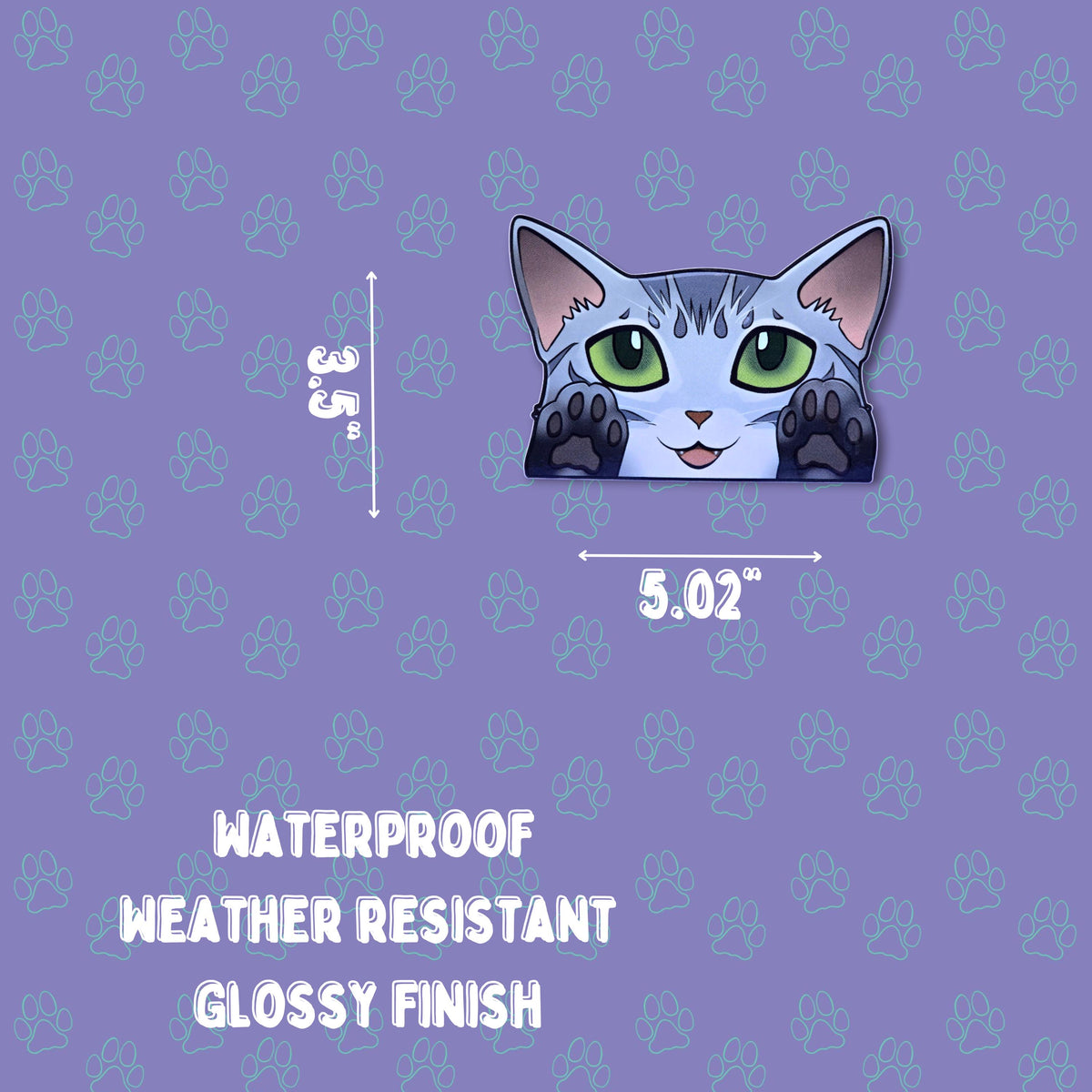 Cat-Window-Peeker Egyptian Mau Cat Peeking Sticker |Cat Face| 5.02"x3.5"