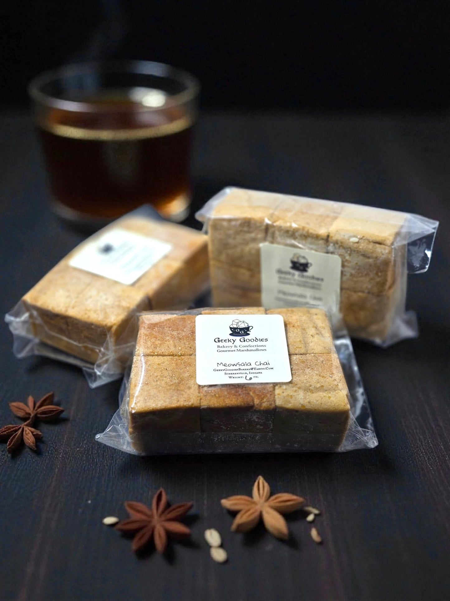 Meowsala Chai Marshmallows - 6 Pack Masala Chai Tea Marshmallow - Gourmet Tea Infused Marshmallows