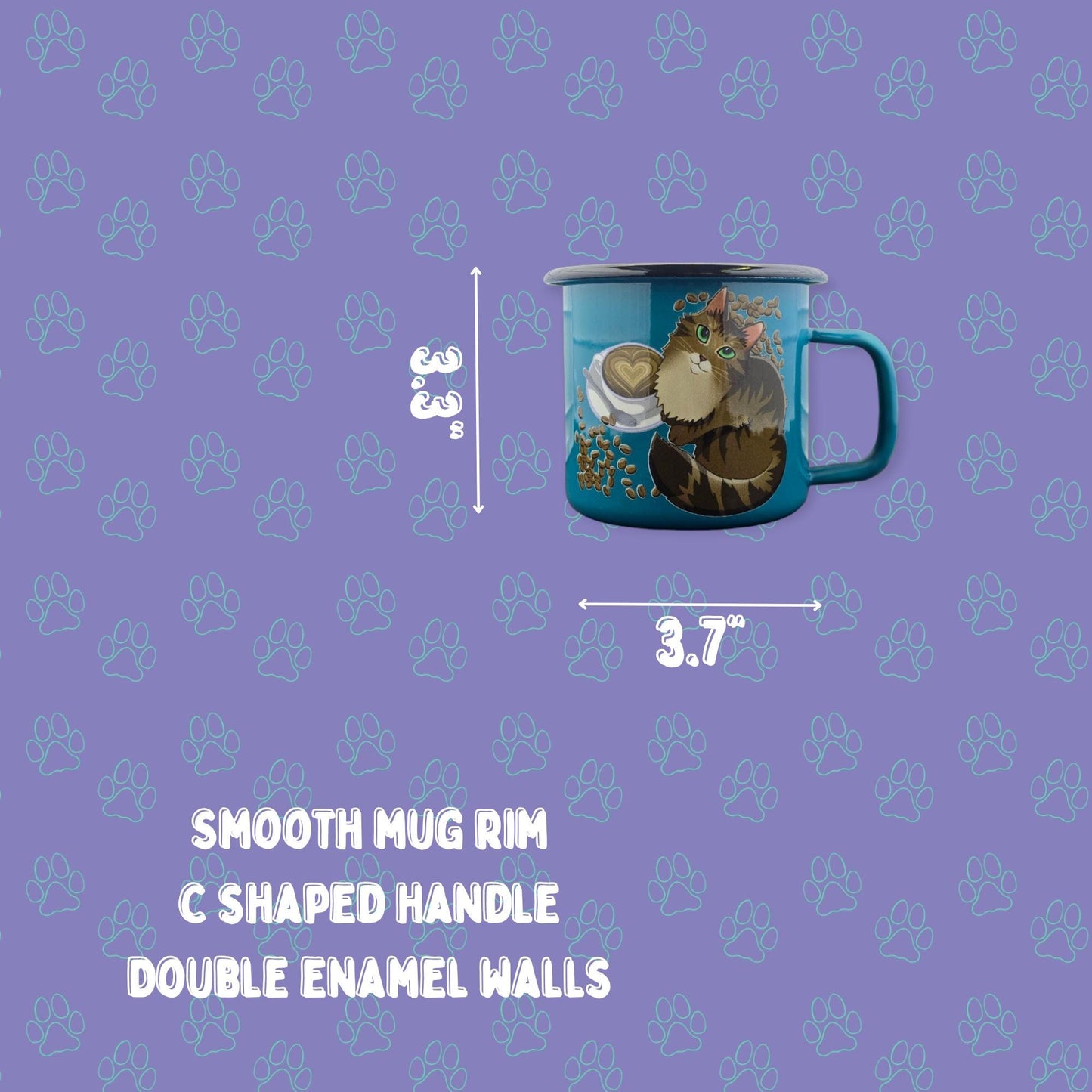 Cat-Mug-Enamel | Toe Beans House Roast | Campfire Mug 12 oz.