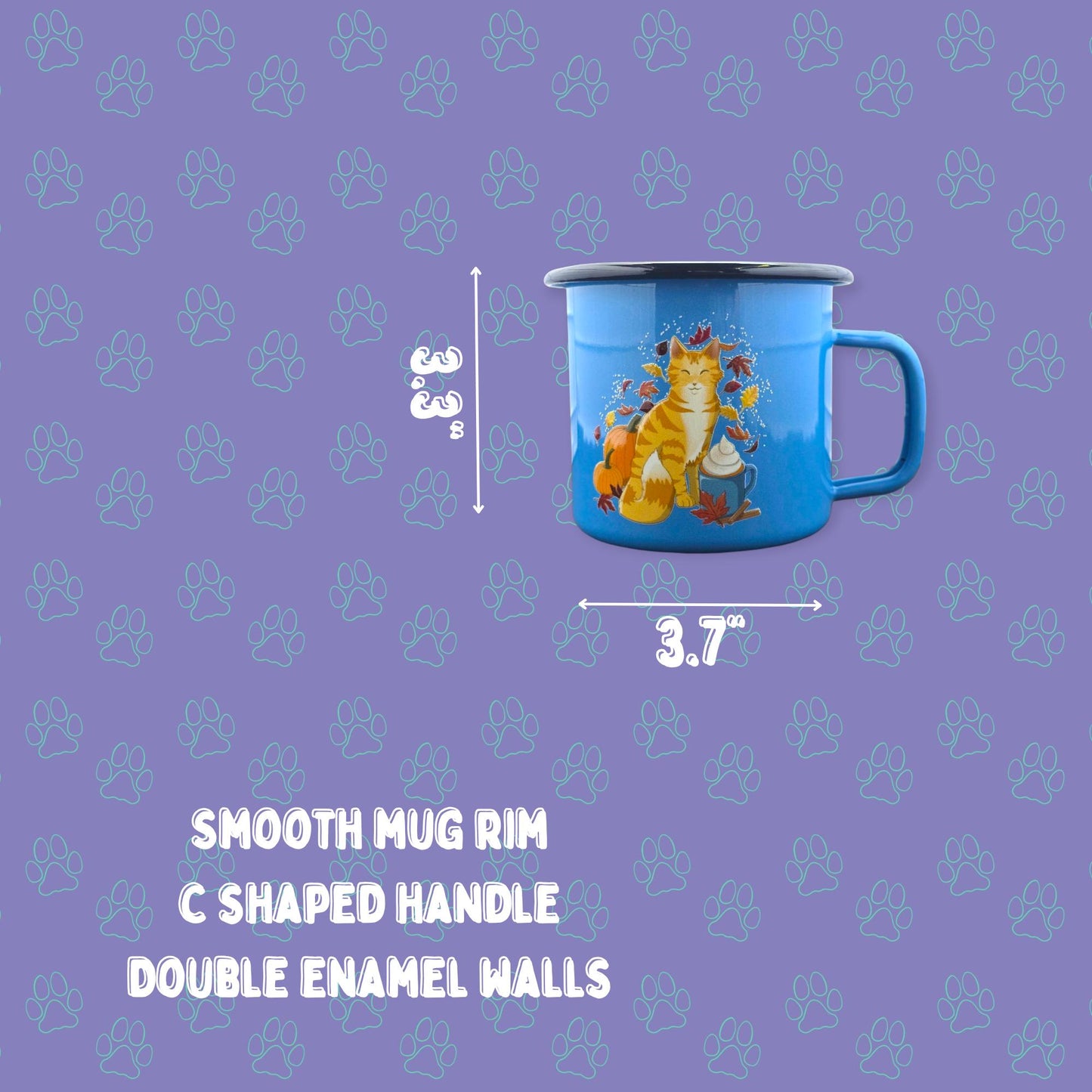 Cat-Mug-Enamel | Pawmpkin Spice | Campfire Mug 12 oz.