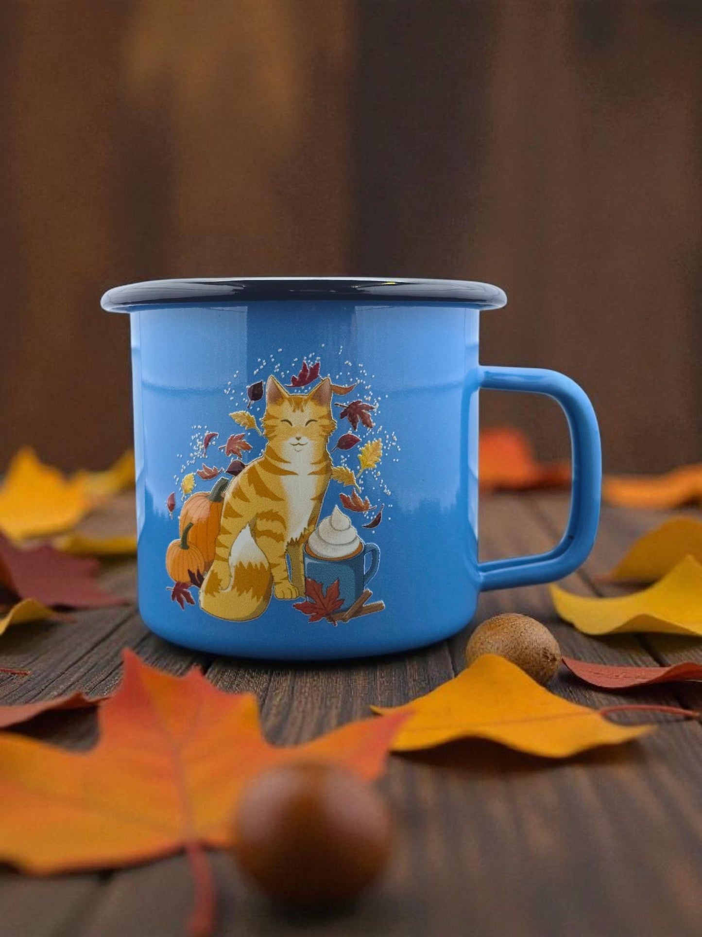 Cat-Mug-Enamel | Pawmpkin Spice | Campfire Mug 12 oz.