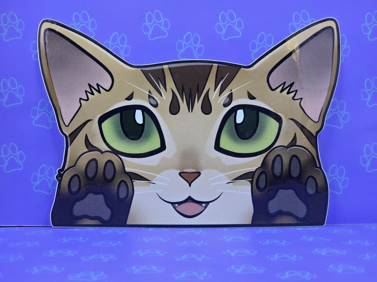 Cat-Window-Peeker Egyptian Mau Cat Peeking Sticker |Cat Face| 5.02"x3.5"