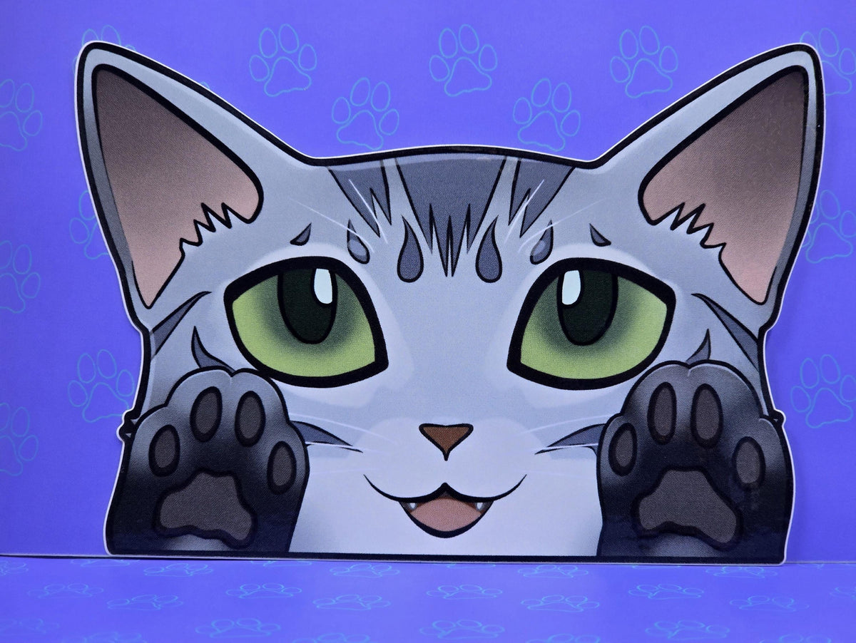 Cat-Window-Peeker Egyptian Mau Cat Peeking Sticker |Cat Face| 5.02"x3.5"