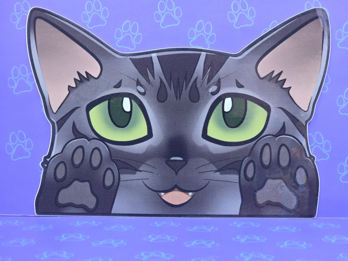 Cat-Window-Peeker Egyptian Mau Cat Peeking Sticker |Cat Face| 5.02"x3.5"