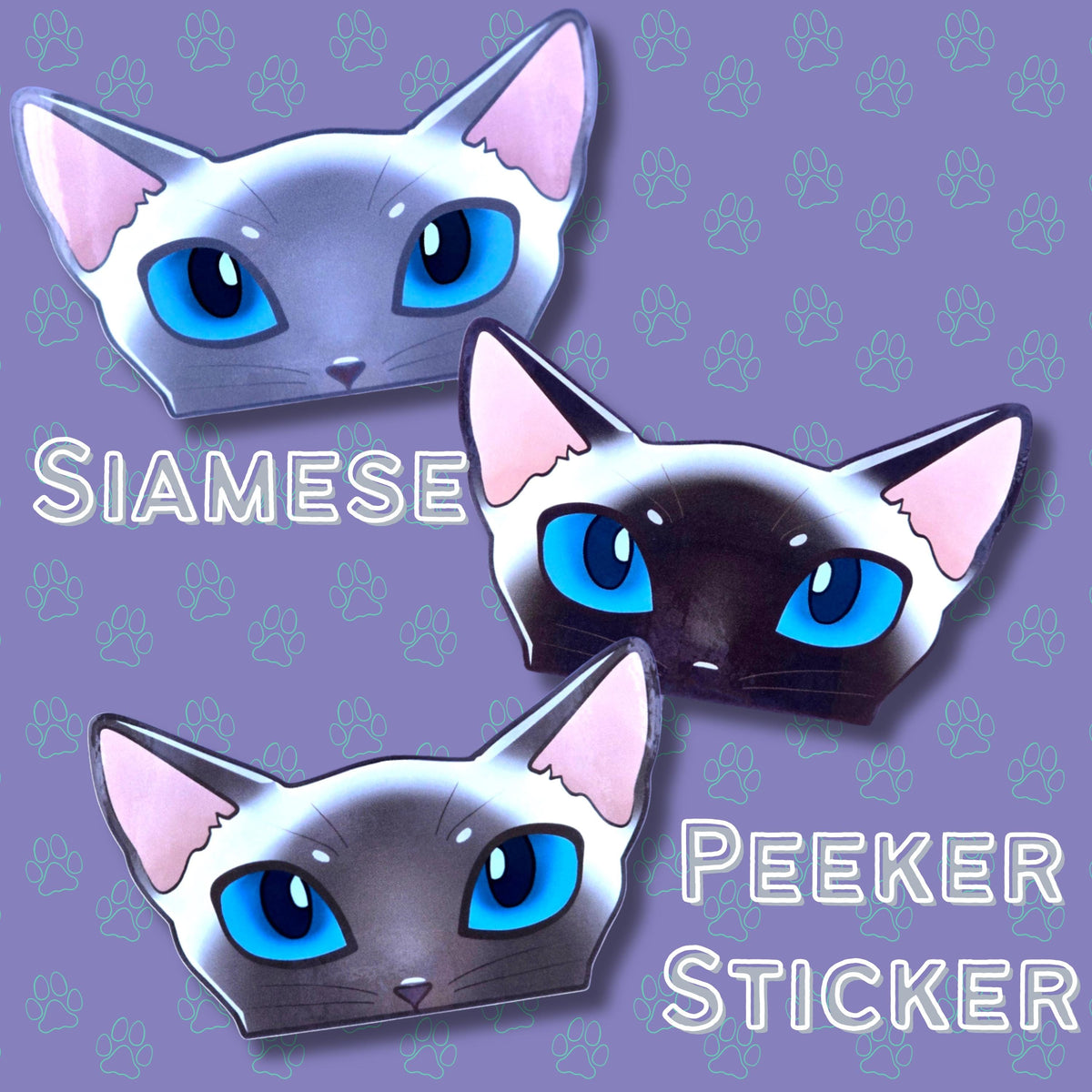Cat-Window-Peeker Siamese Cat Peeking Sticker |Cat Face| 4.77"x2.84"