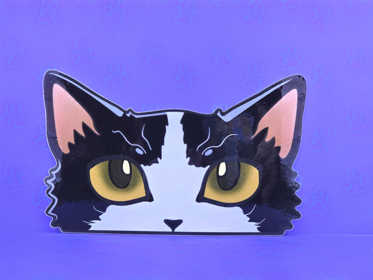 Cat-Window-Peeker Selkirk Rex Cat Peeking Sticker |Cat Face| 4.65"x2.84"