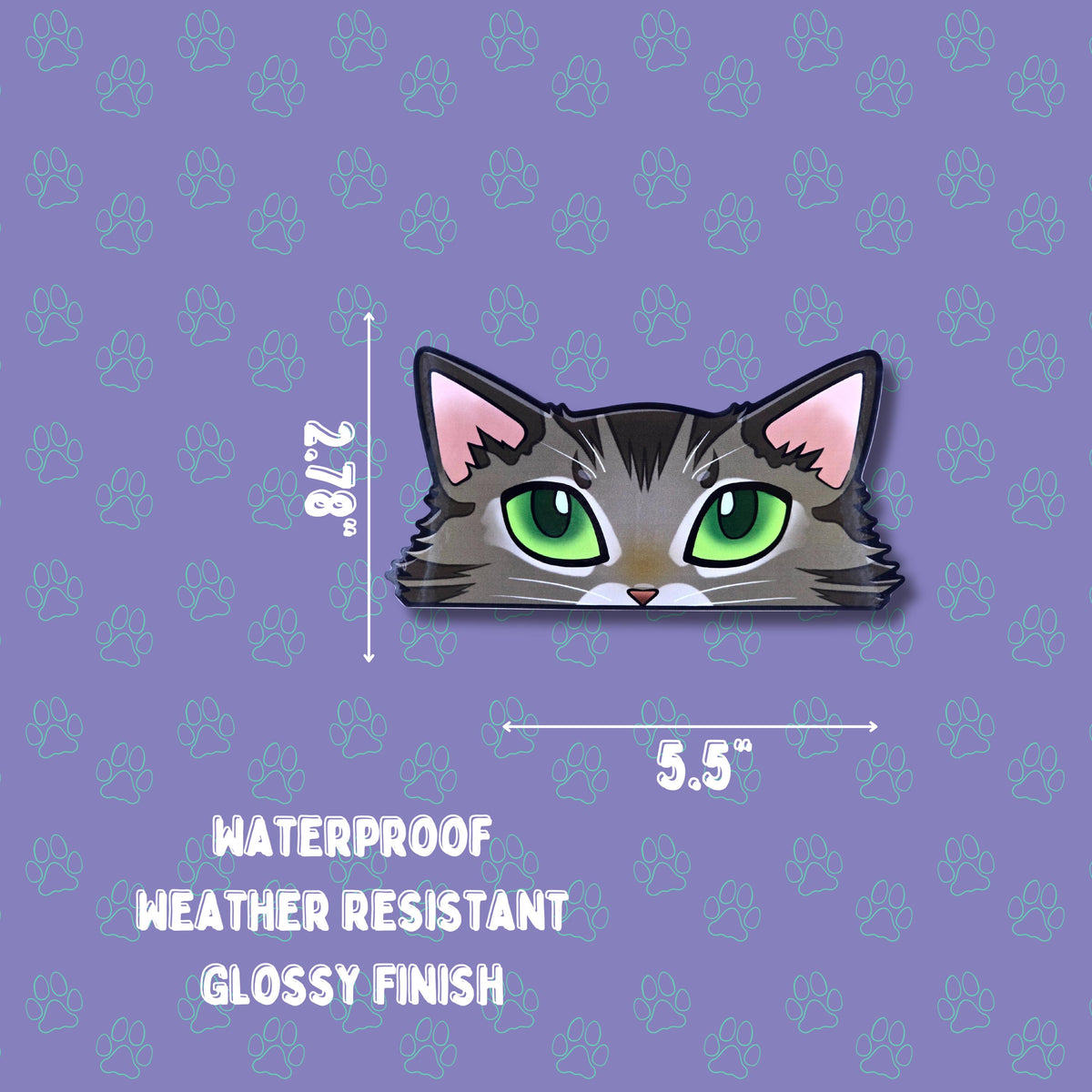 Cat-Window-Peeker Norwegian Forest Cat Cat Peeking Sticker |Cat Face| 4.65"x2.84"