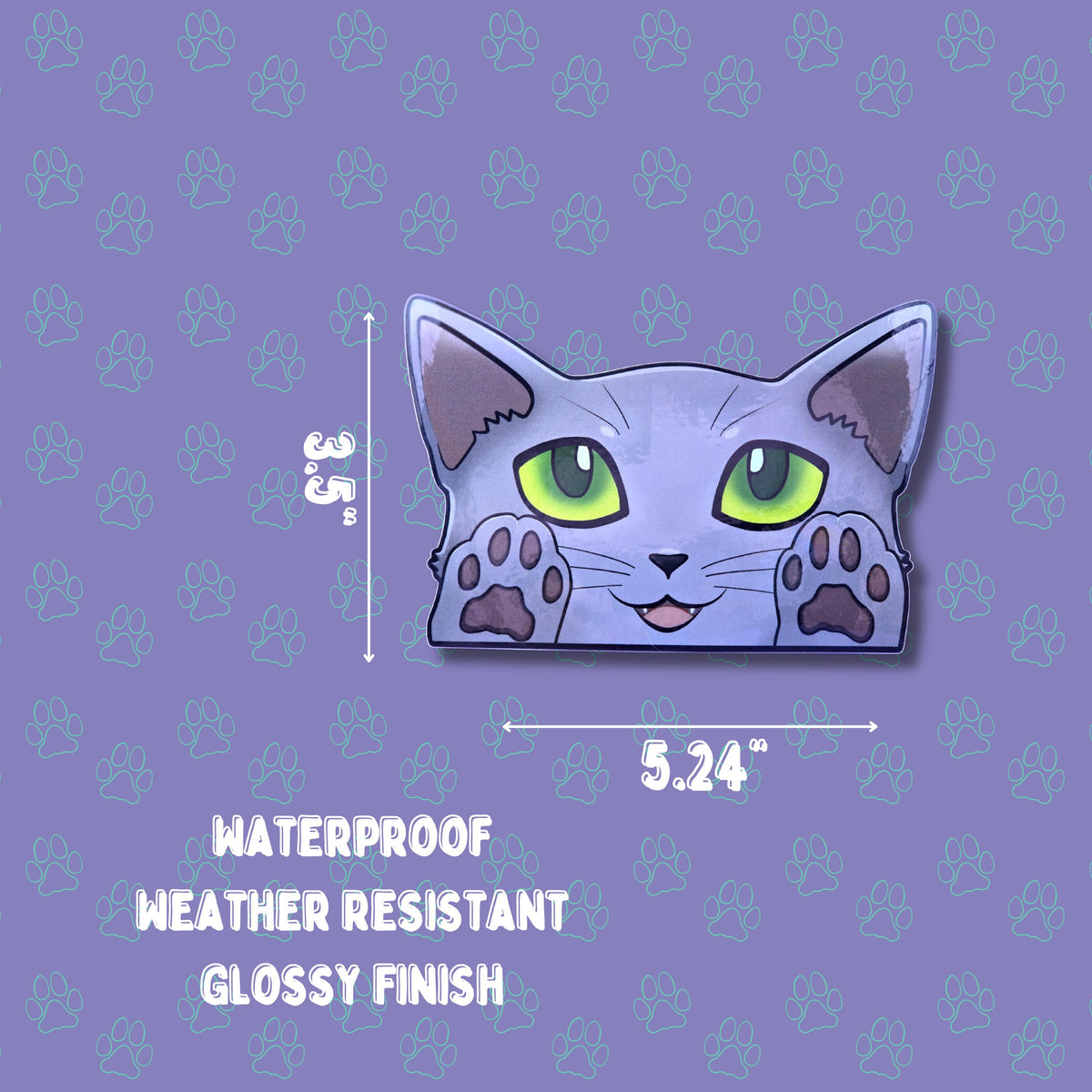 Cat-Window-Peeker Russian Blue Cat Peeking Sticker |Cat Face| 5.24"x3.5"