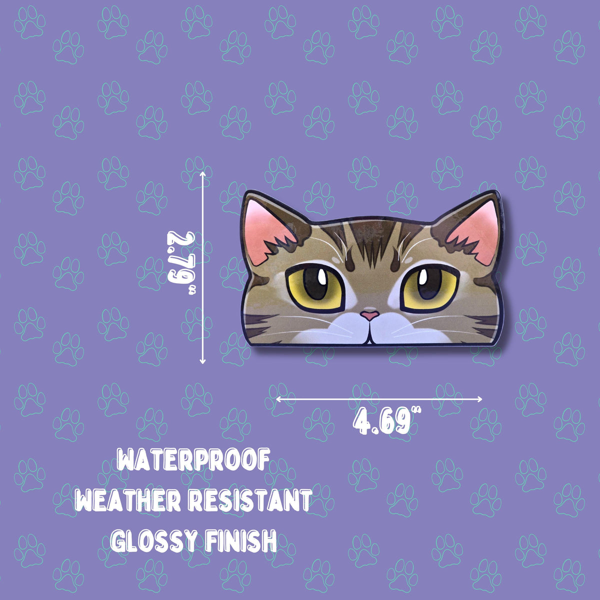 Cat-Window-Peeker American Shorthair Cat Peeking Sticker |Cat Face| 4.69"x2.79"