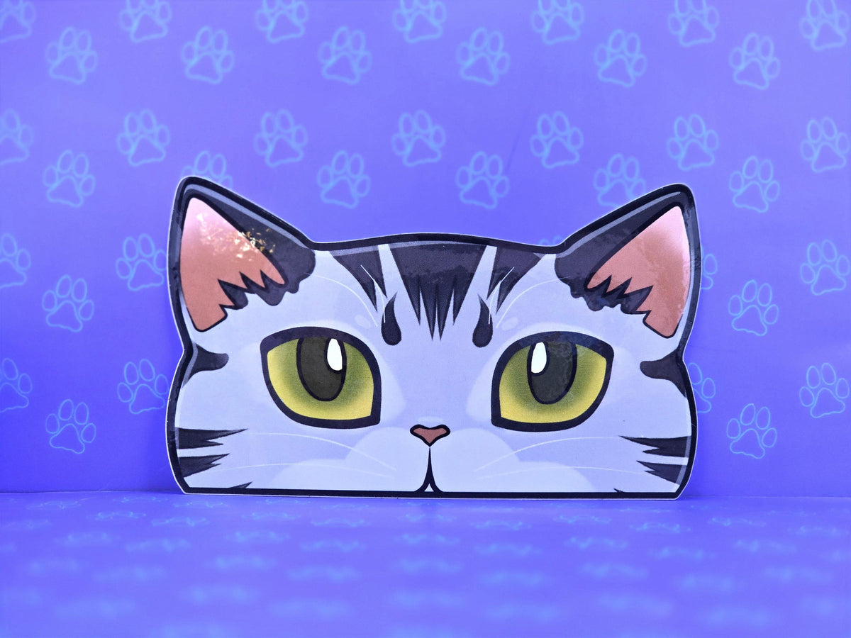Cat-Window-Peeker American Shorthair Cat Peeking Sticker |Cat Face| 4.69"x2.79"