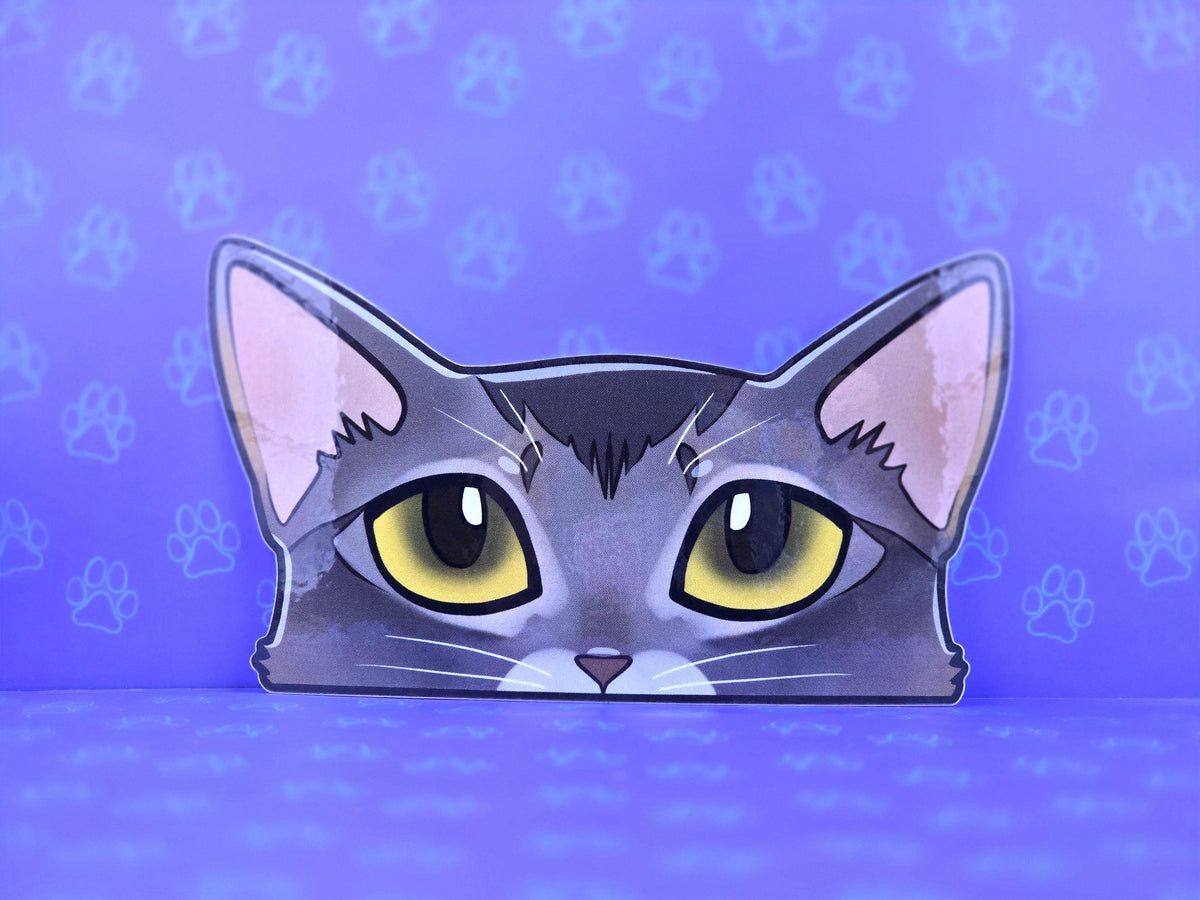 Cat-Window-Peeker Abyssinian Cat Peeking Sticker |Cat Face| 5.03 " x 2.84 "