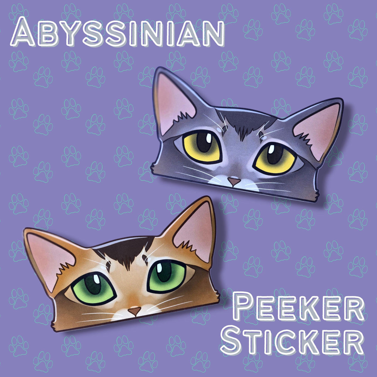Cat-Window-Peeker Abyssinian Cat Peeking Sticker |Cat Face| 5.03 " x 2.84 "