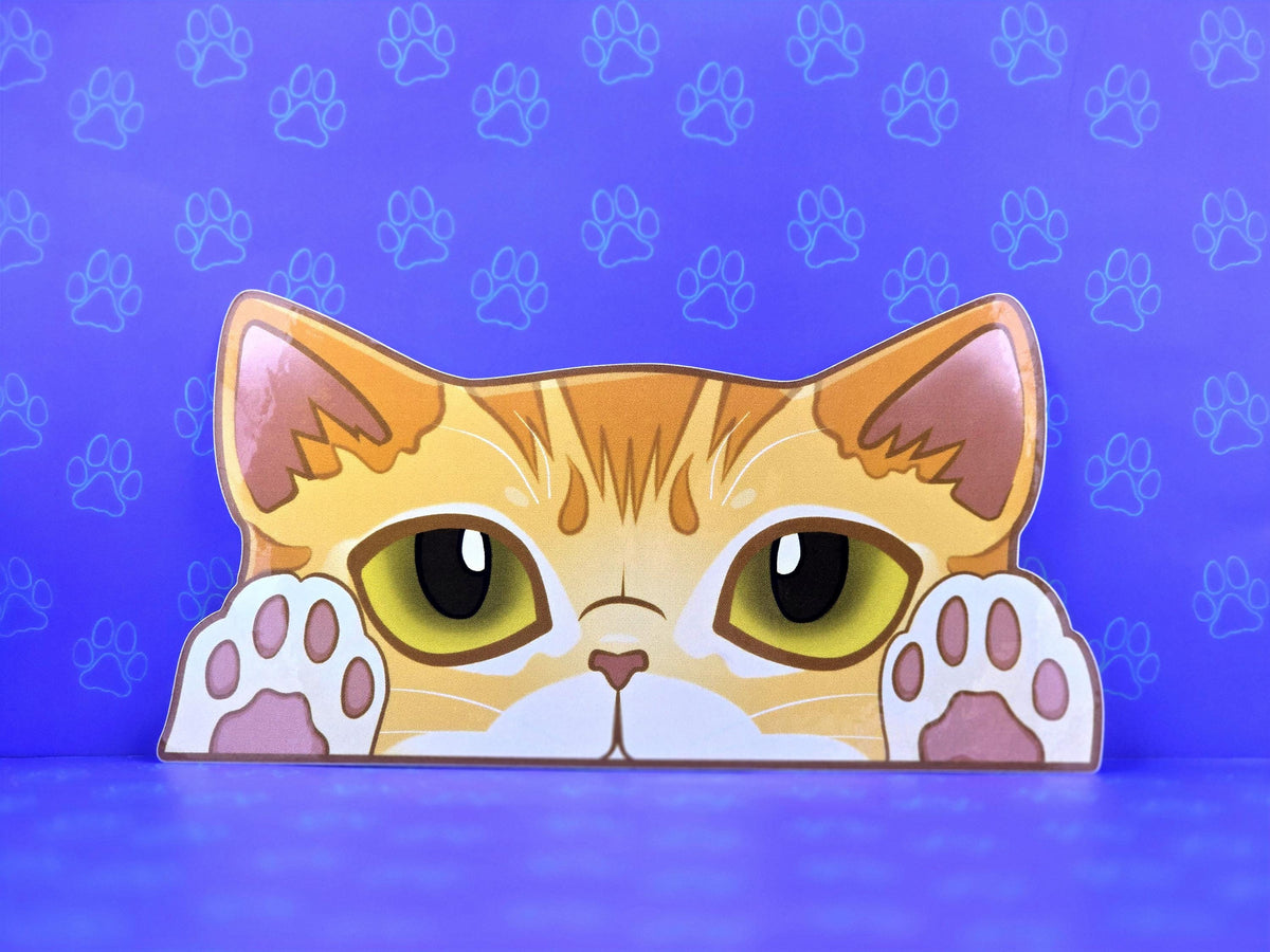 Cat-Window-Peeker Exotic Cat Peeking Sticker |Cat Face| 5.5 " x 2.81 "