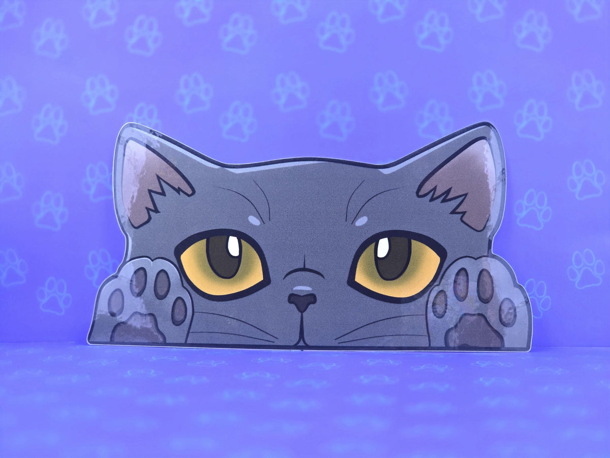 Cat-Window-Peeker Exotic Cat Peeking Sticker |Cat Face| 5.5 " x 2.81 "