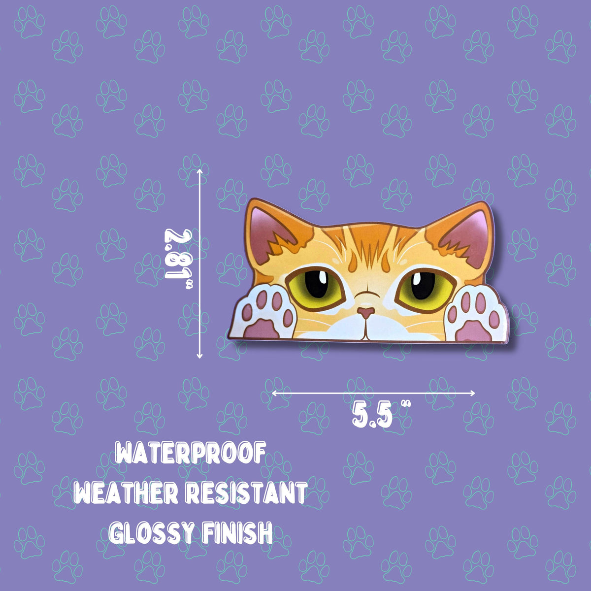 Cat-Window-Peeker Exotic Cat Peeking Sticker |Cat Face| 5.5 " x 2.81 "