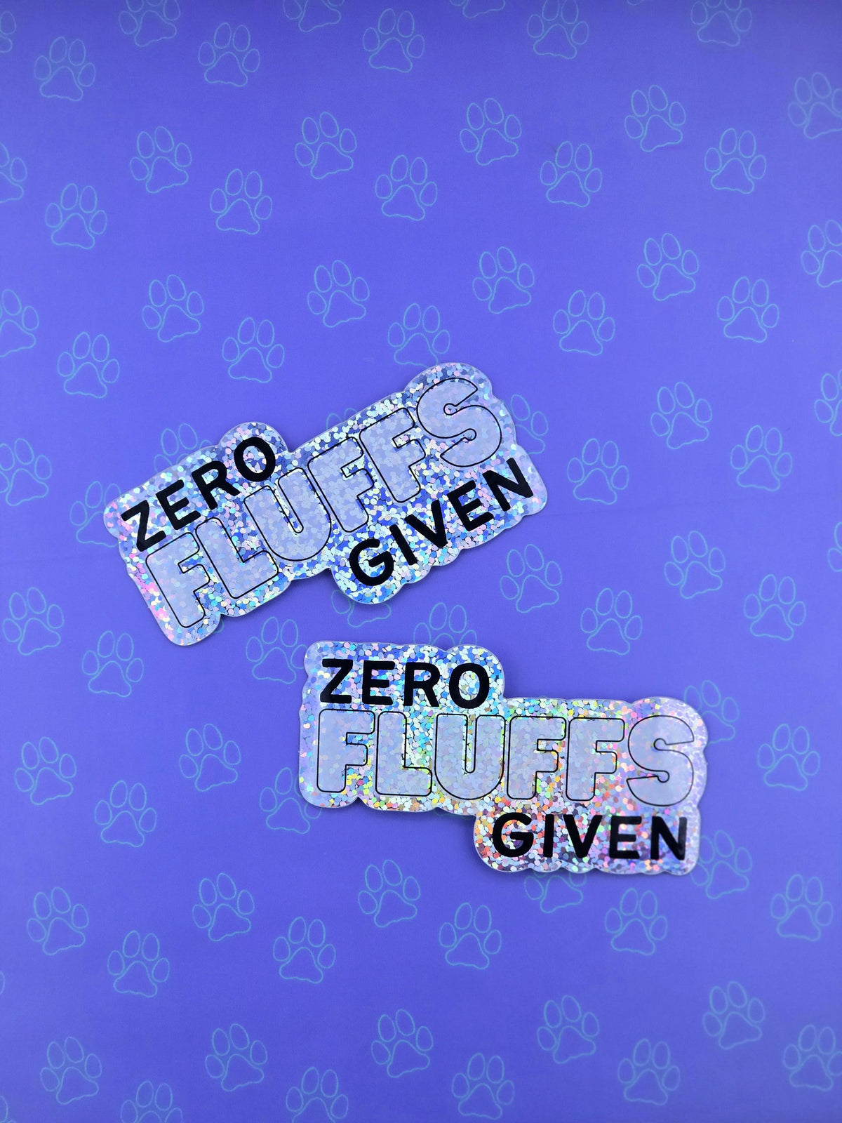 Cat-Cute-Glitter Zero Fluffs Given |Glitter Sticker| 3"x1.65"