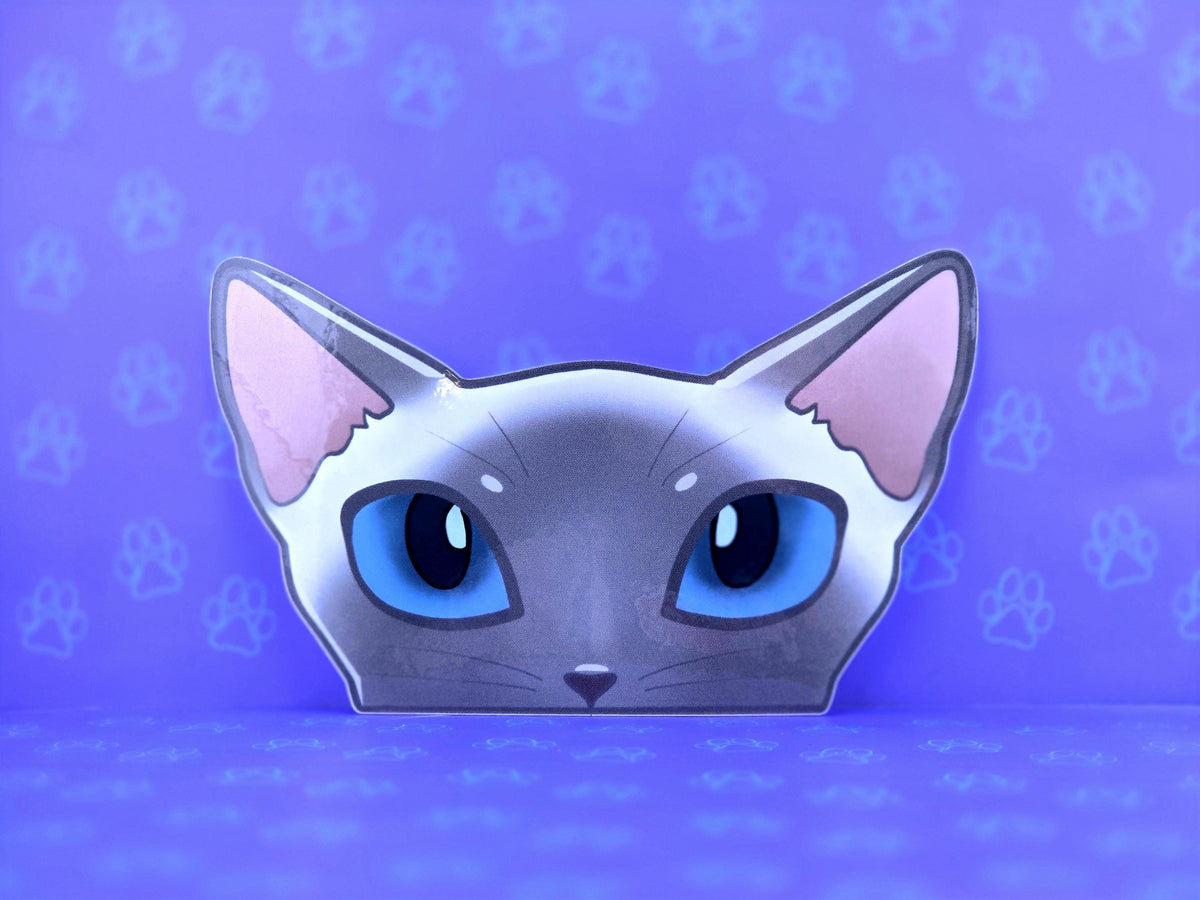 Cat-Window-Peeker Siamese Cat Peeking Sticker |Cat Face| 4.77"x2.84"