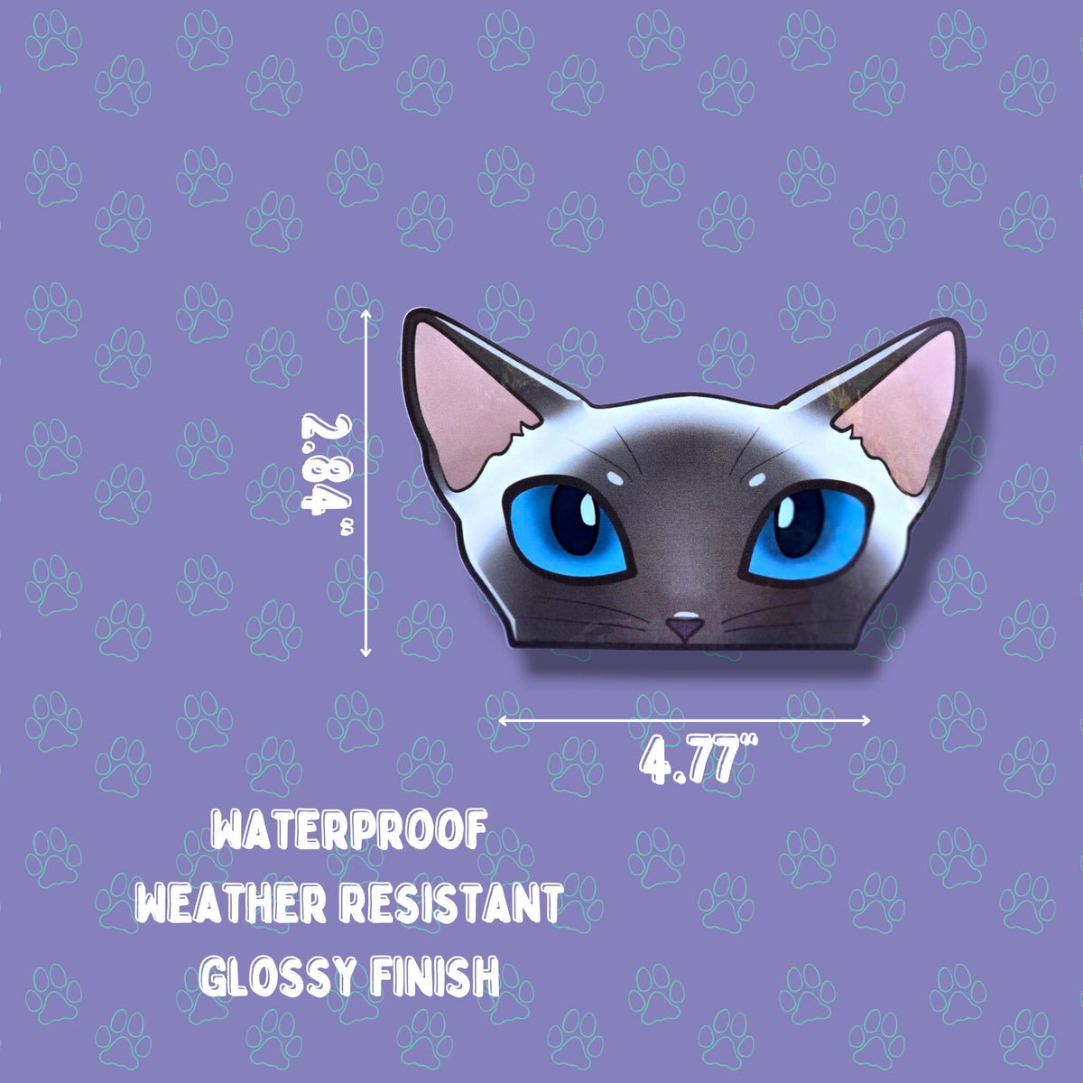 Cat-Window-Peeker Siamese Cat Peeking Sticker |Cat Face| 4.77"x2.84"