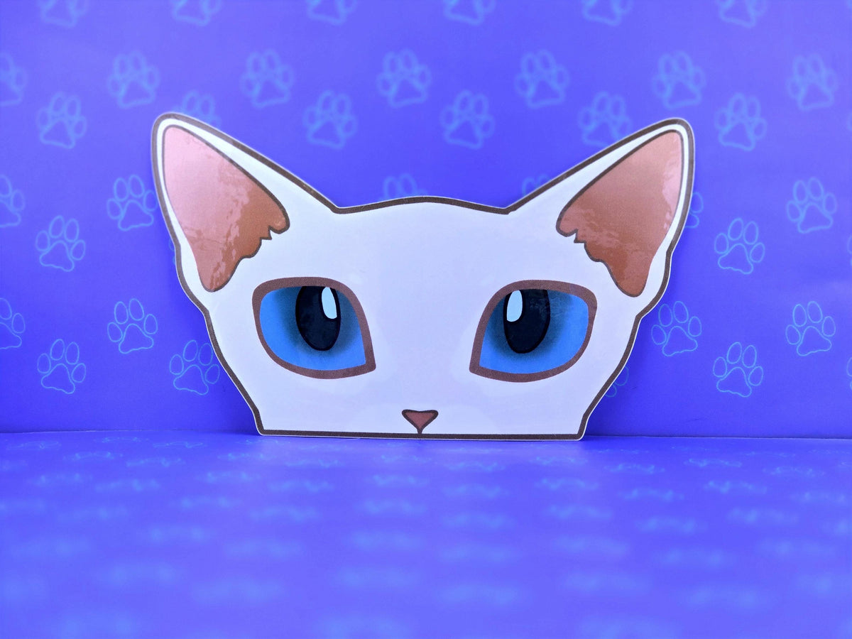 Cat-Window-Peeker Oriental Shorthair Cat Peeking Sticker |Cat Face| 4.77"x2.84"