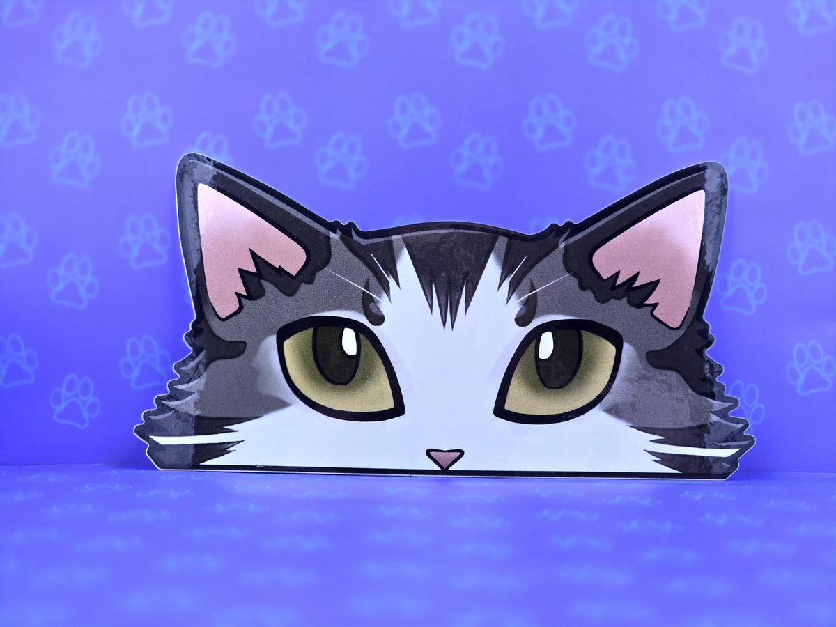 Cat-Window-Peeker Norwegian Forest Cat Cat Peeking Sticker |Cat Face| 4.65"x2.84"