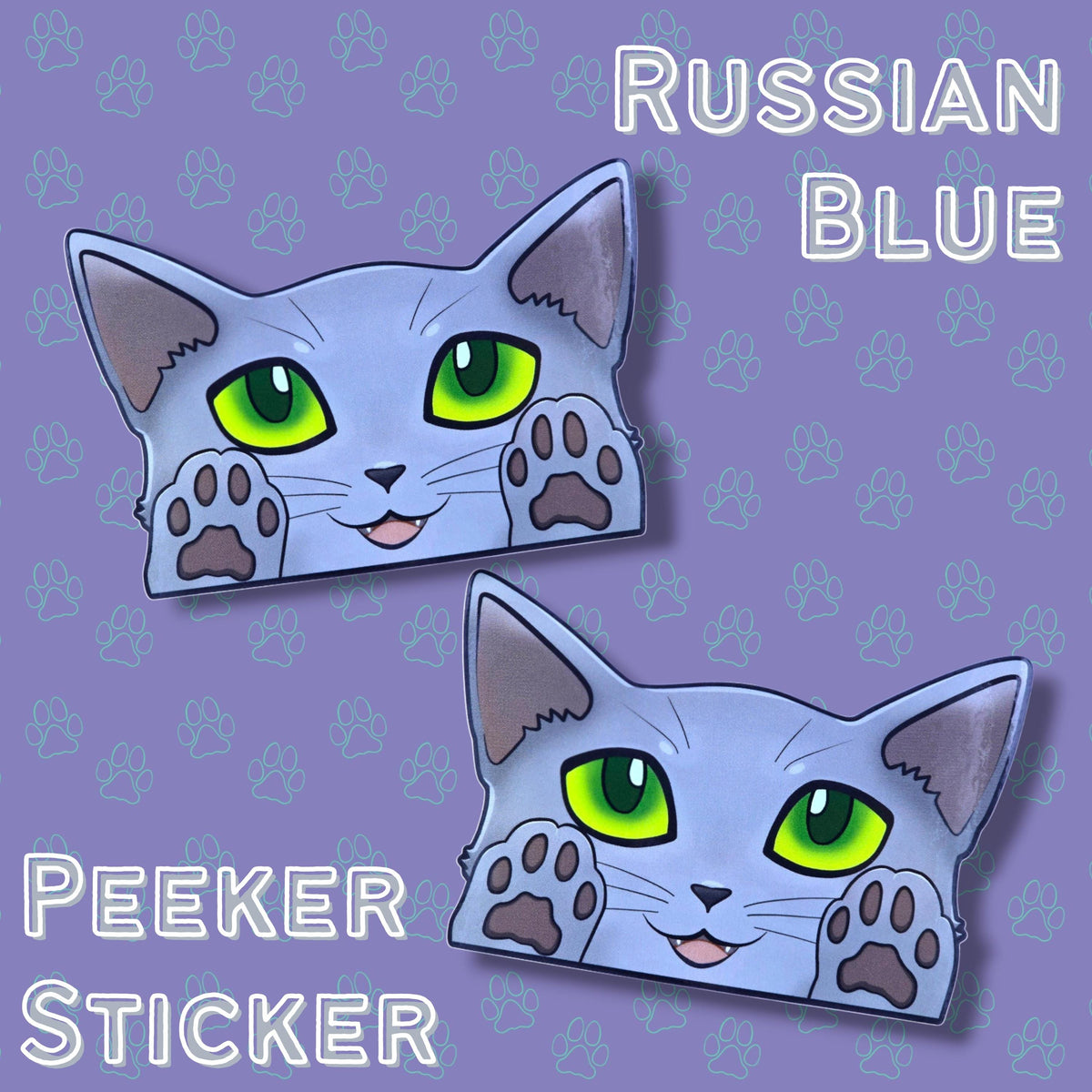 Cat-Window-Peeker Russian Blue Cat Peeking Sticker |Cat Face| 5.24"x3.5"