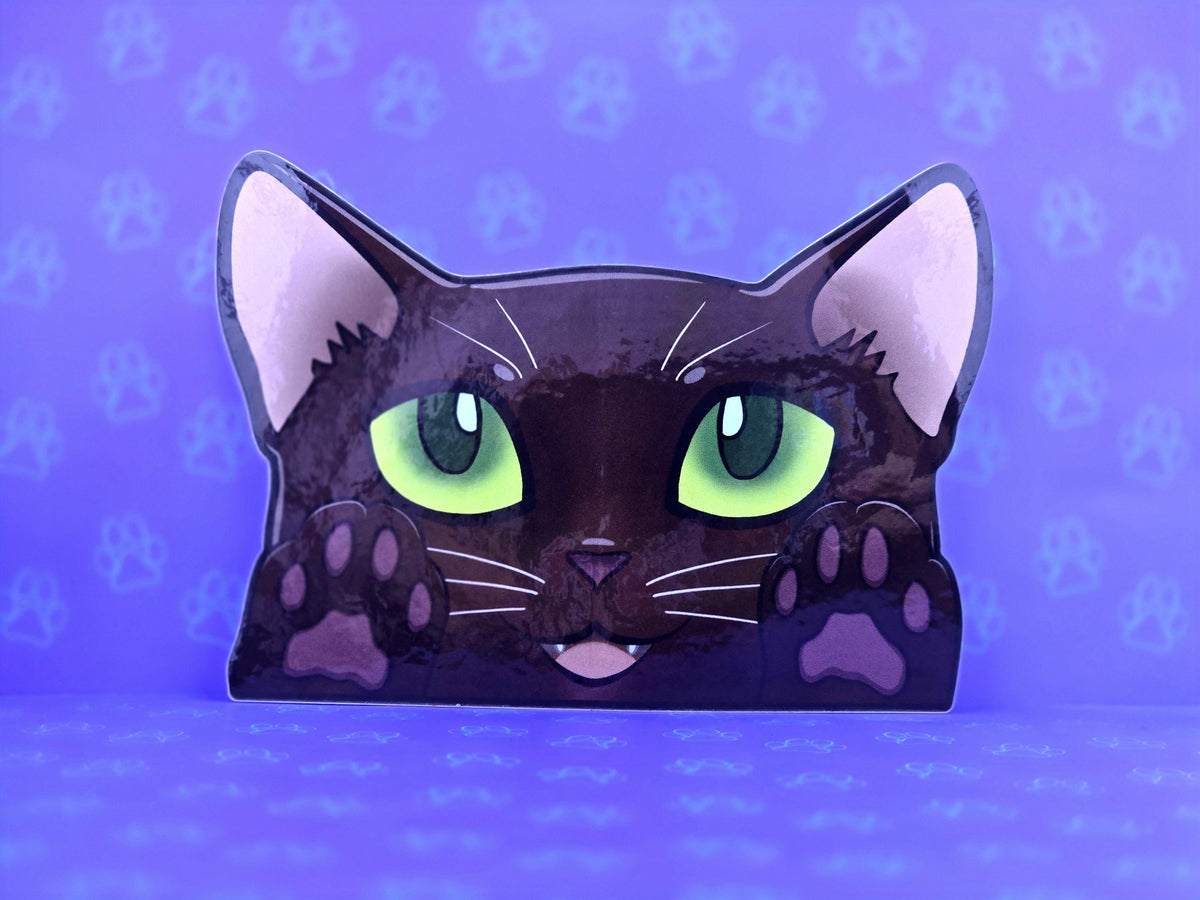 Cat-Window-Peeker Havana Brown Cat Peeking Sticker |Cat Face| 4.91"x3.5"