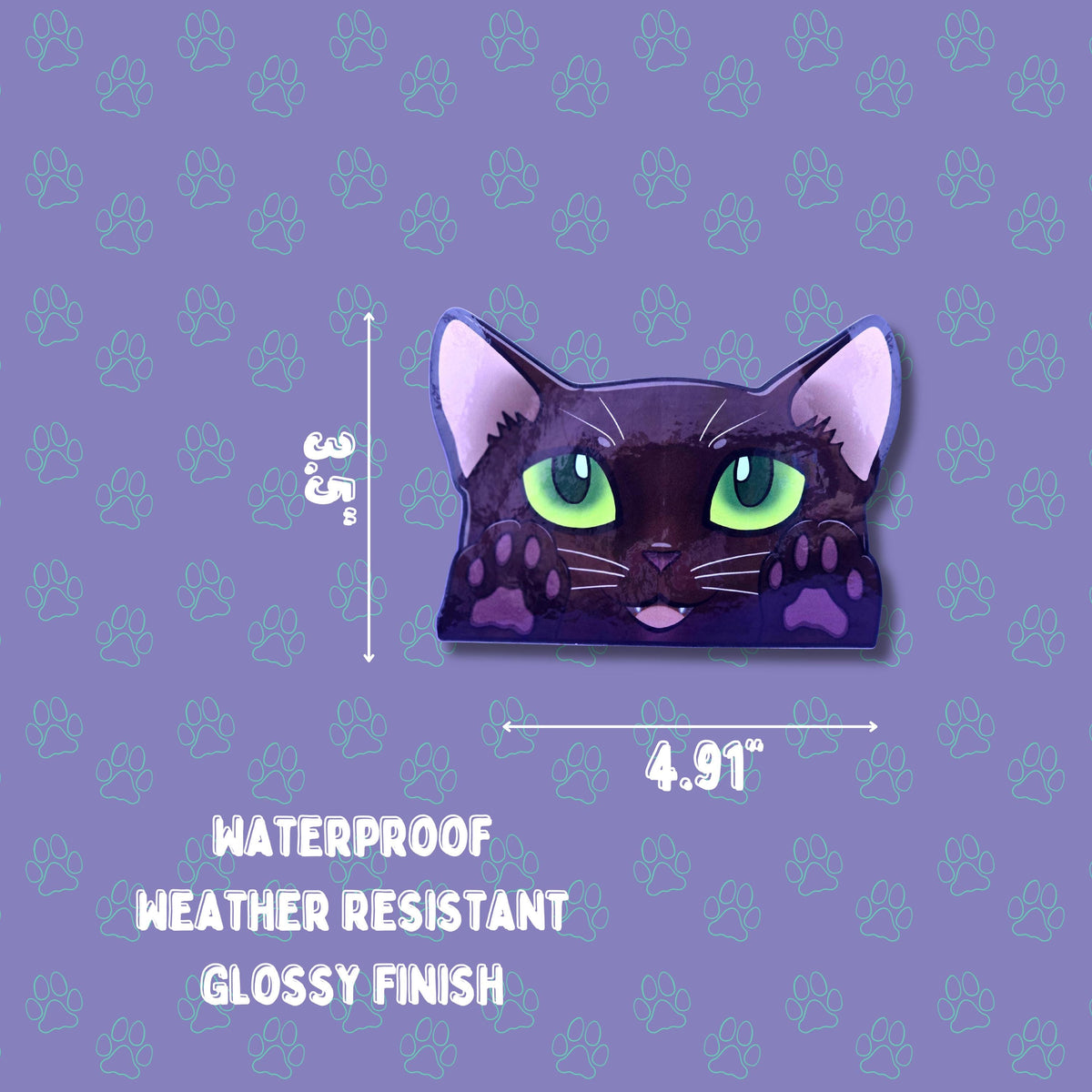 Cat-Window-Peeker Havana Brown Cat Peeking Sticker |Cat Face| 4.91"x3.5"