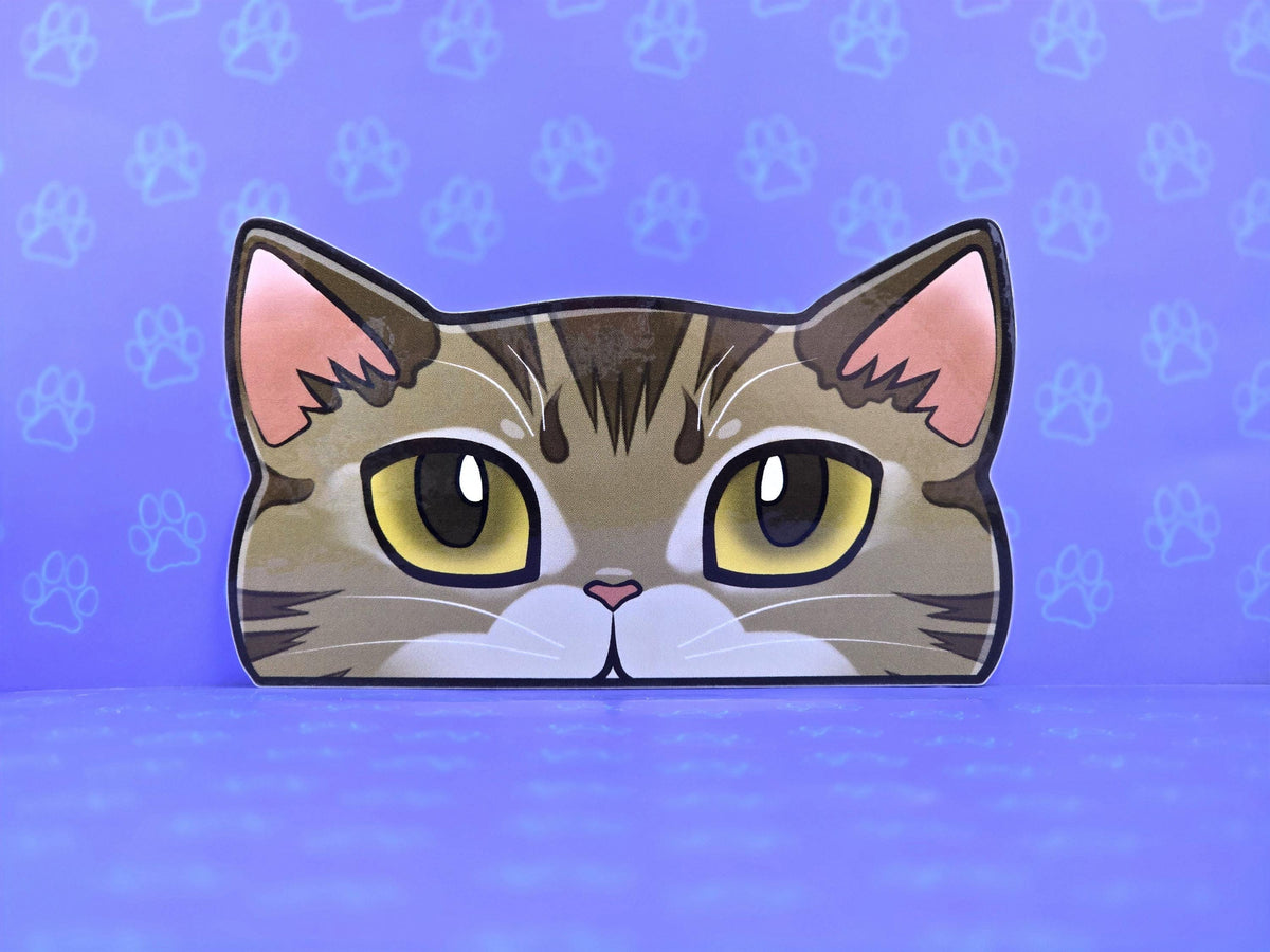 Cat-Window-Peeker American Shorthair Cat Peeking Sticker |Cat Face| 4.69"x2.79"