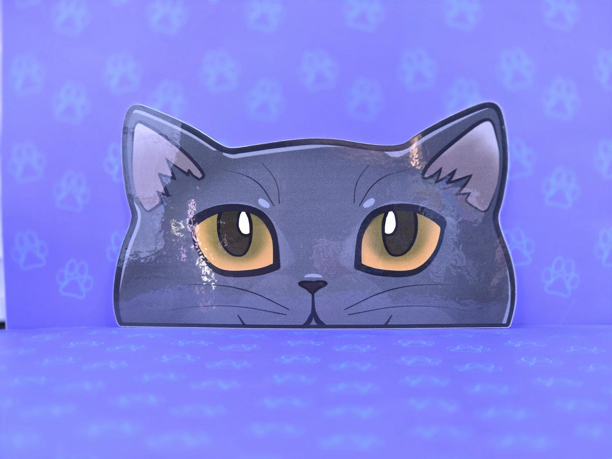 Cat-Window-Peeker British Shorthair Cat Peeking Sticker |Cat Face| 4.97"x2.77"