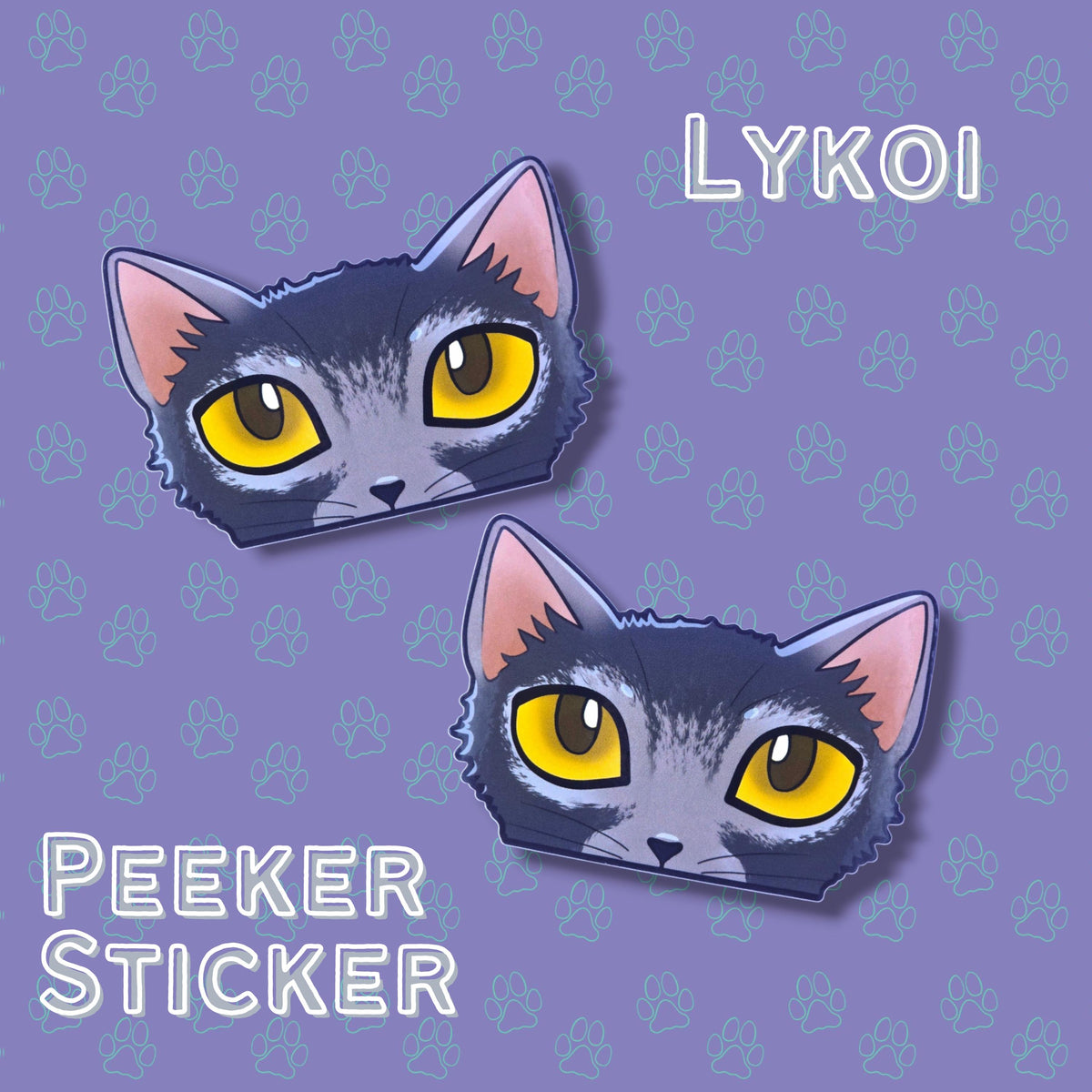 Cat-Window-Peeker Lykoi Cat Peeking Sticker |Cat Face| 4.12"x2.84"