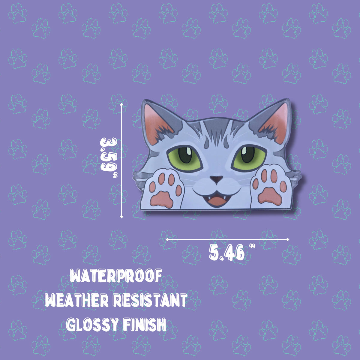 Cat-Window-Peeker Maine Coon Cat Peeking Sticker |Cat Face| 5.45 " x 3.59 "