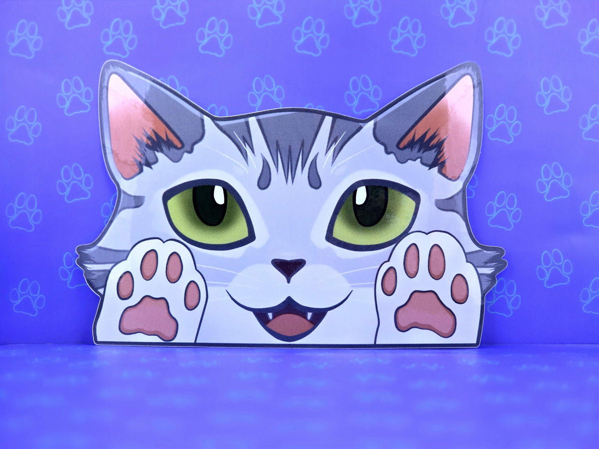 Cat-Window-Peeker Maine Coon Cat Peeking Sticker |Cat Face| 5.45 " x 3.59 "