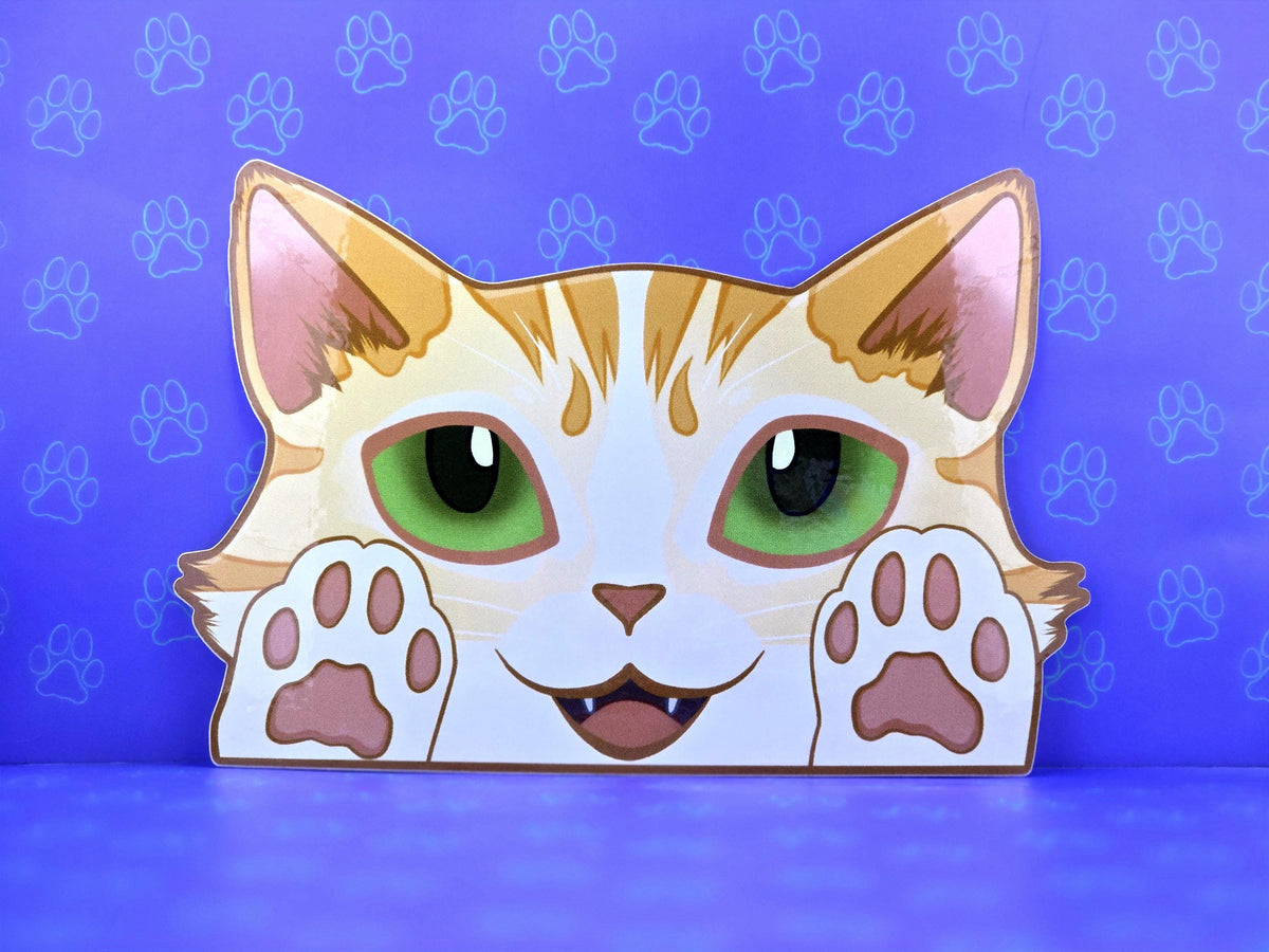 Cat-Window-Peeker Maine Coon Cat Peeking Sticker |Cat Face| 5.45 " x 3.59 "
