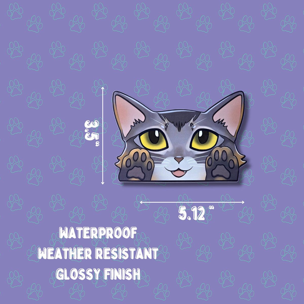 Cat-Window-Peeker Somali Cat Peeking Sticker |Cat Face| 5.12 " x 3.5 "